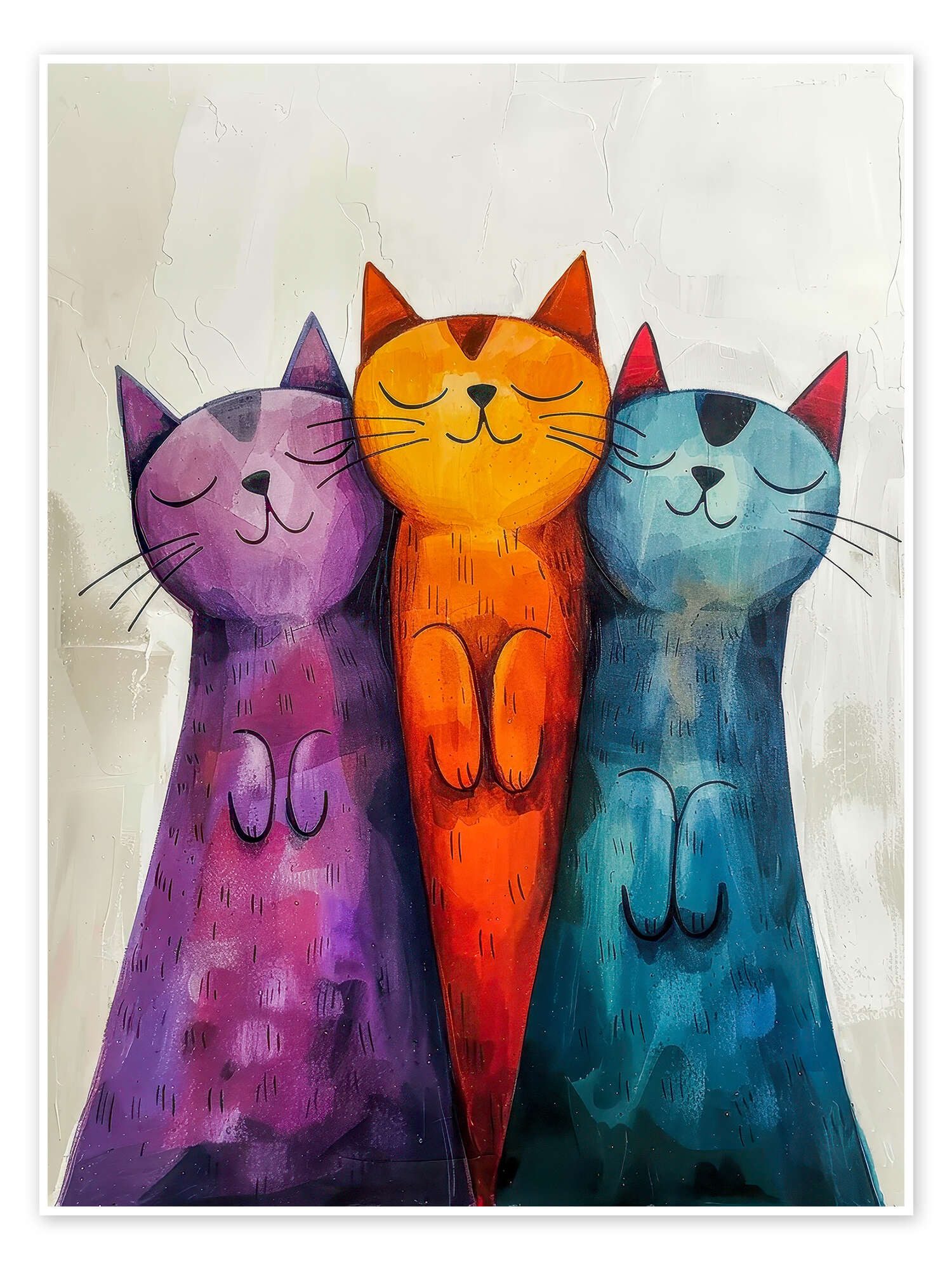 Posterlounge Wandbild Glückliche Katzen, Peter Roder, erhältlich als Poster, Leinwandbild, Wandsticker oder Acrylglasbild