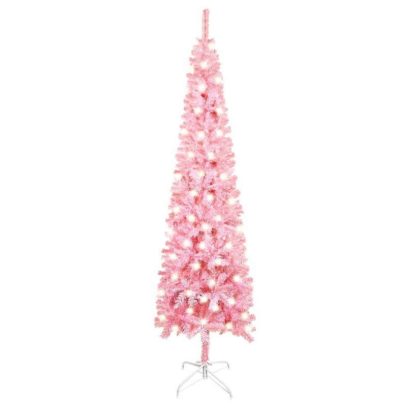 vidaXL Künstlicher Weihnachtsbaum »Weihnachtsbaum Schlank mit LEDs Rosa 120 cm«
