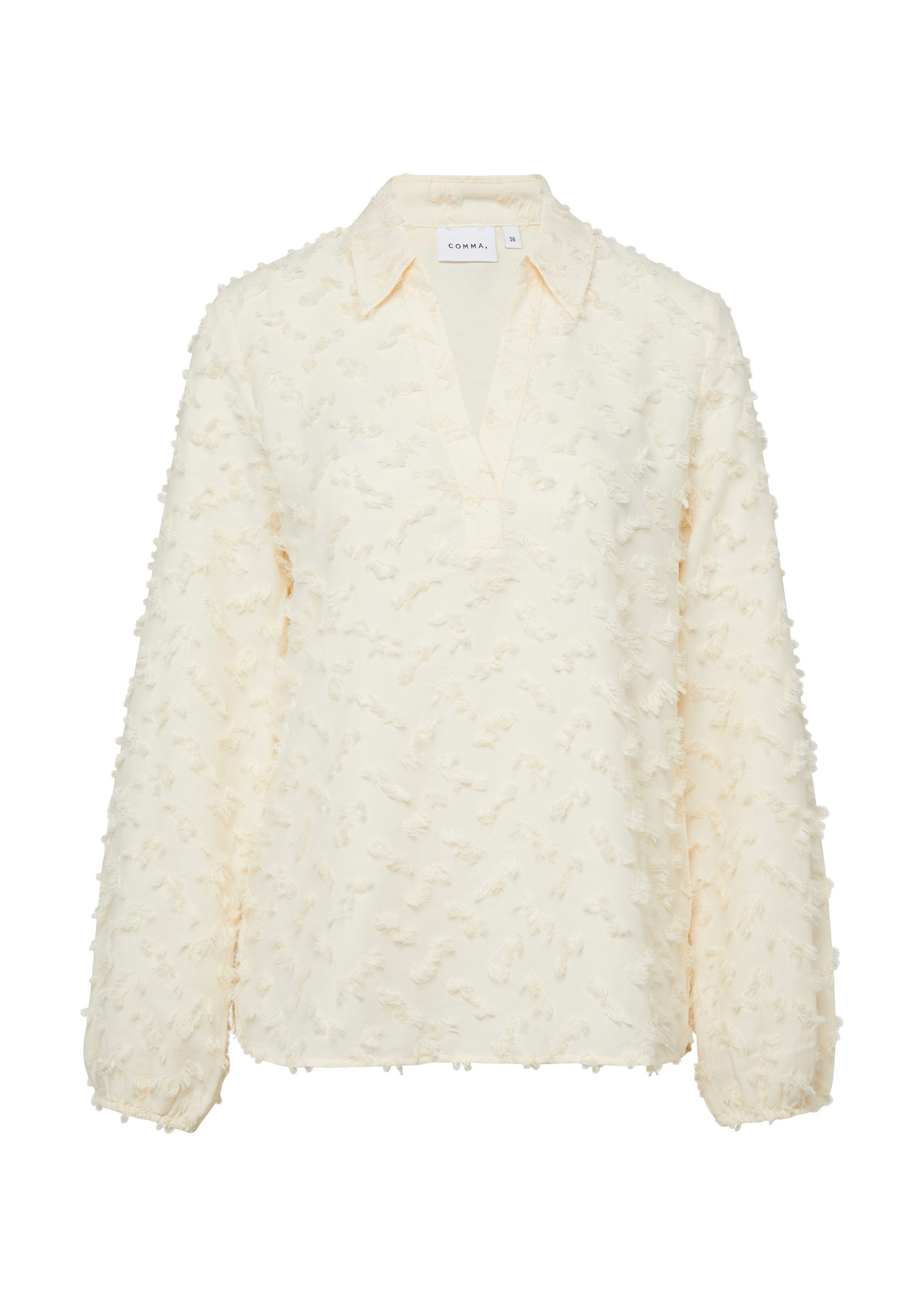 comma Langarmbluse Bluse Jacquard-Bluse mit 3-D-Struktur