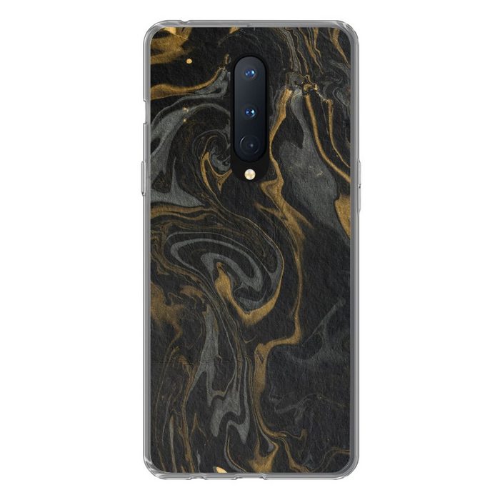 MuchoWow Handyhülle Marmor - Textur - Grau - Gold - Marmoroptik - Luxus Phone Case Handyhülle OnePlus 8 Silikon Schutzhülle