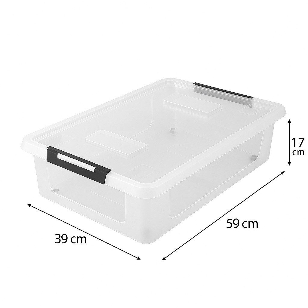 hrb Unterbettkommode transparente Aufbewahrungsbox Rollbar Unterbettbox mit Deckel Click (1 St)