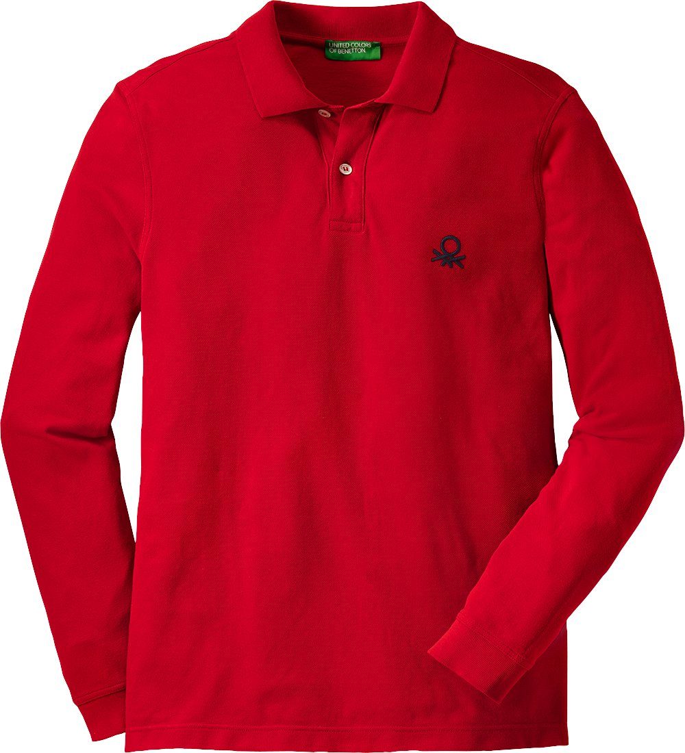 of United Benetton Baumwolle rot Colors Langarm-Poloshirt aus