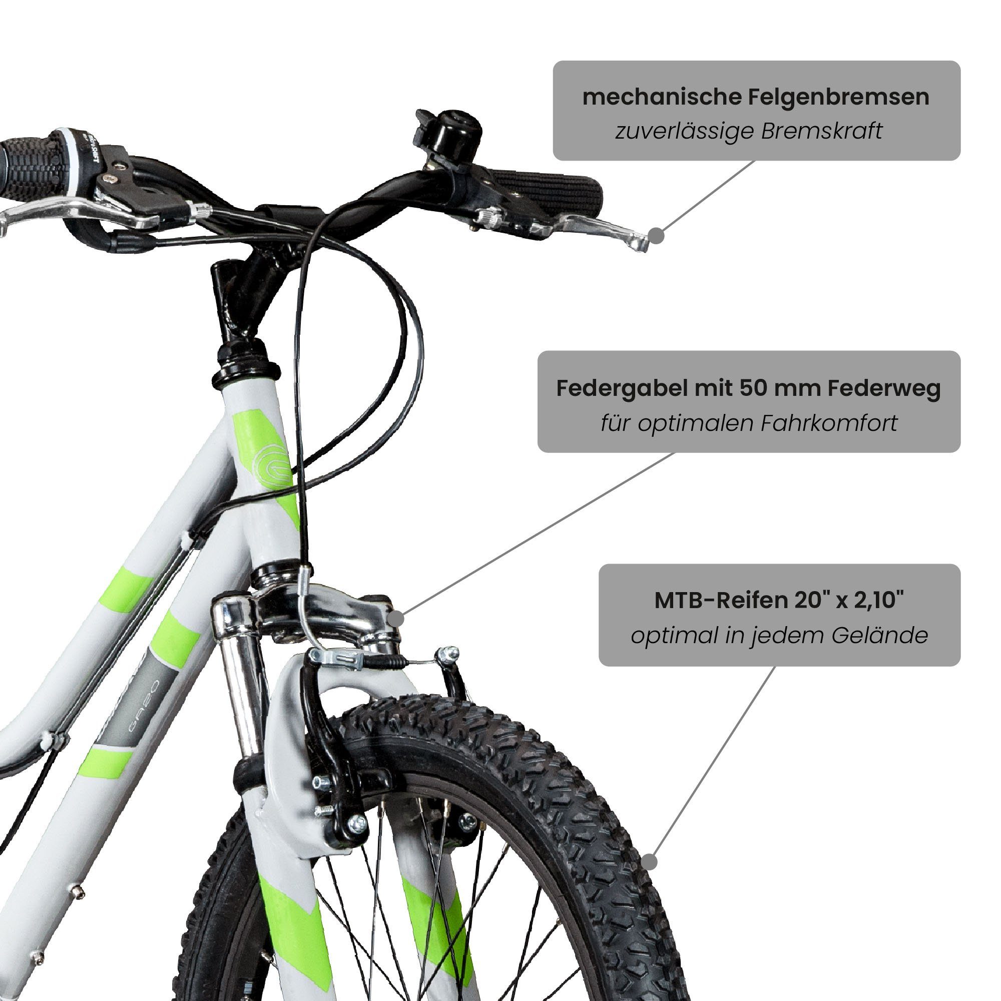 Galano Mountainbike GA20, 7 Gang, Kettenschaltung, Kinderfahrrad 20 Zoll 120 - 135 cm Mädchen Jungen Fahrrad ab 5 Jahre