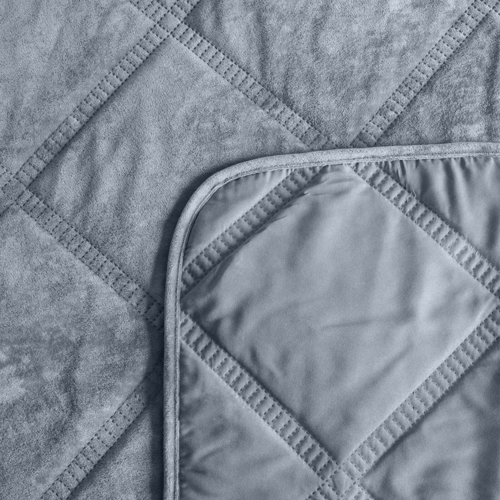 Eurofirany Tagesdecke VELVET, Steppdecke Samtdecke Karomuster Weicher Überwurf Velours