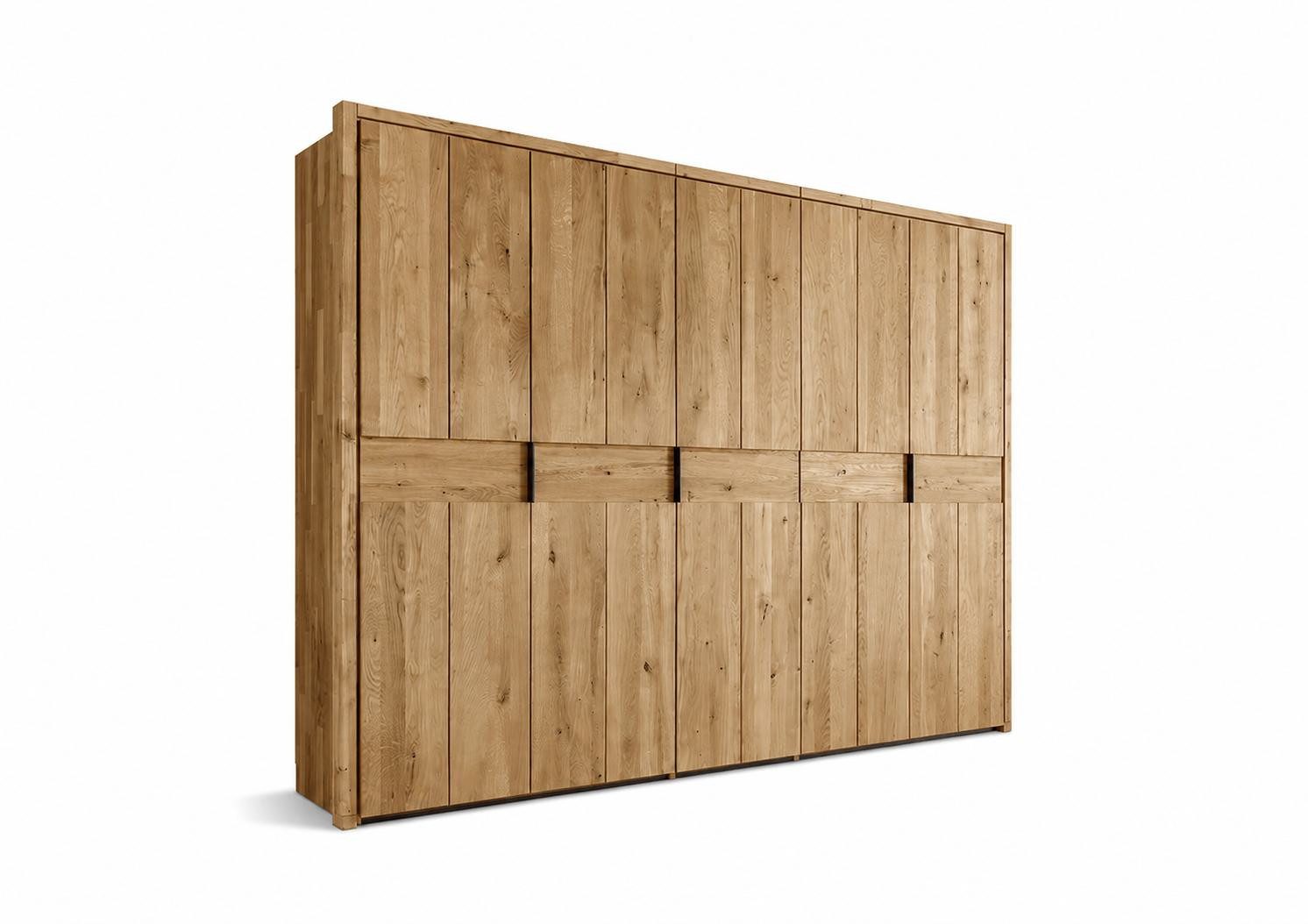 Natur24 Kleiderschrank Veno Bett 205 x 205 x 96,5 cm Eichenholz Natur