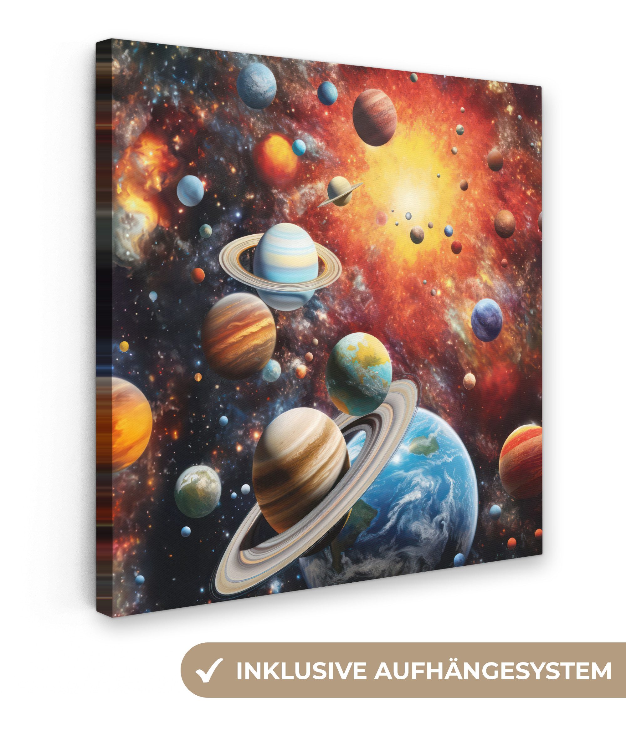 OneMillionCanvasses® Leinwandbild Planeten - Universum - Neon - Weltraum, F günstig online kaufen