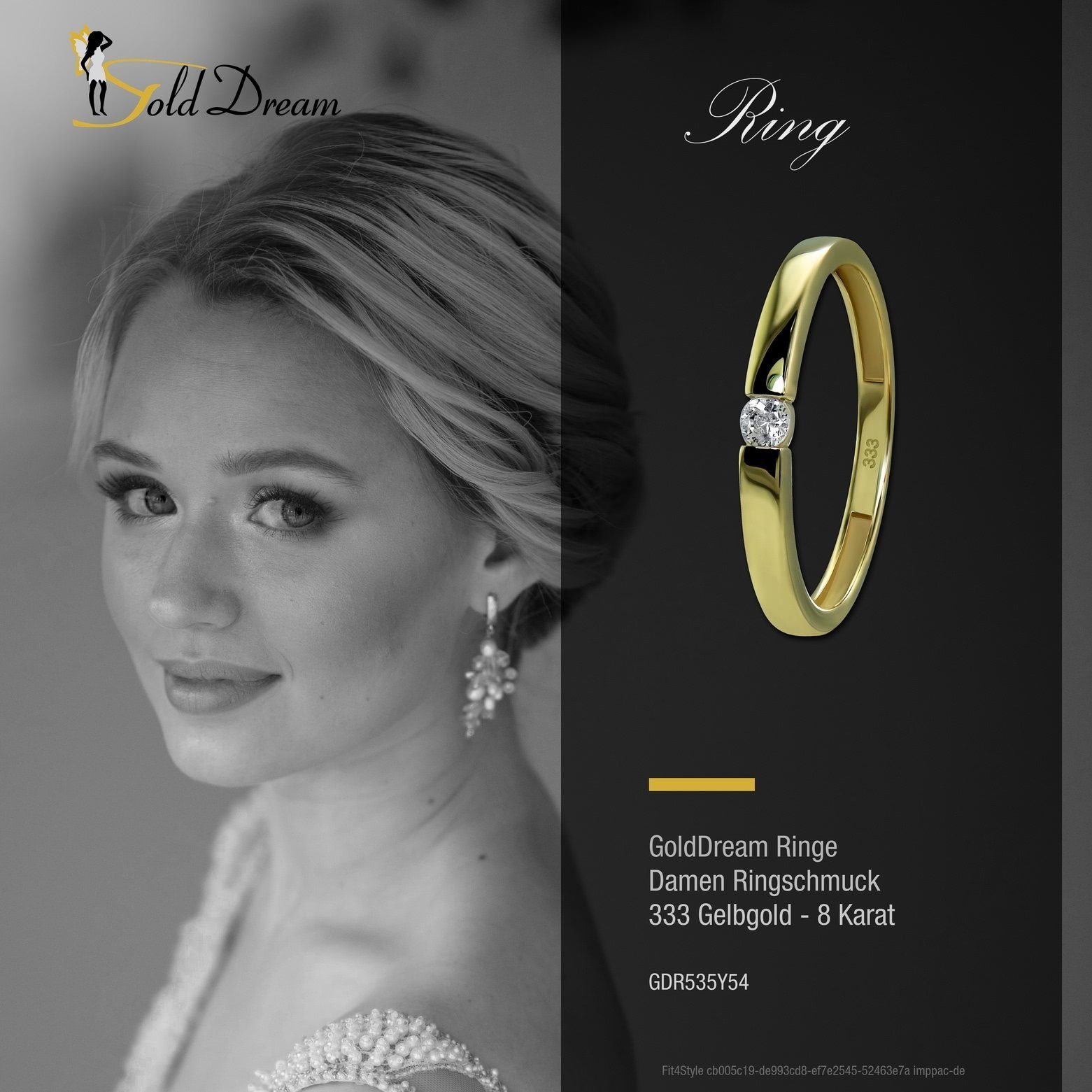 Goldring (Fingerring), Gelbgold GoldDream Farbe: weiß Ring Classic Ring 333 Gold Damen Gr.54 8 Karat, Classic gold, GoldDream -