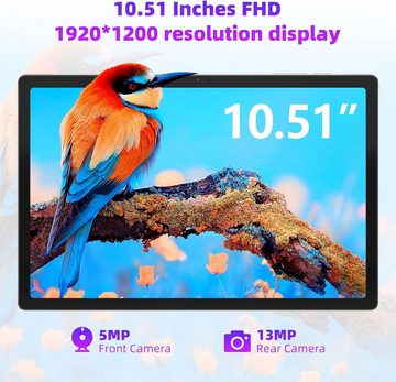 JUMPER Octa-Core-Prozessor 1920 x 1200 IPS FHD 7000 mAh, 2023 Tablet (10,5", 256 GB, Android 12, 4G LTE/5G WiFi, Leistungsstarke Konnektivität und Speichererweiterung)