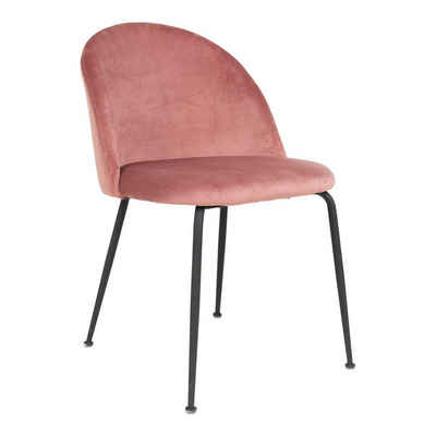 House Nordic Esszimmerstuhl Geneve Dining Chair – Esszimmerstuhl aus Samt, rosa mit schwarzen B...