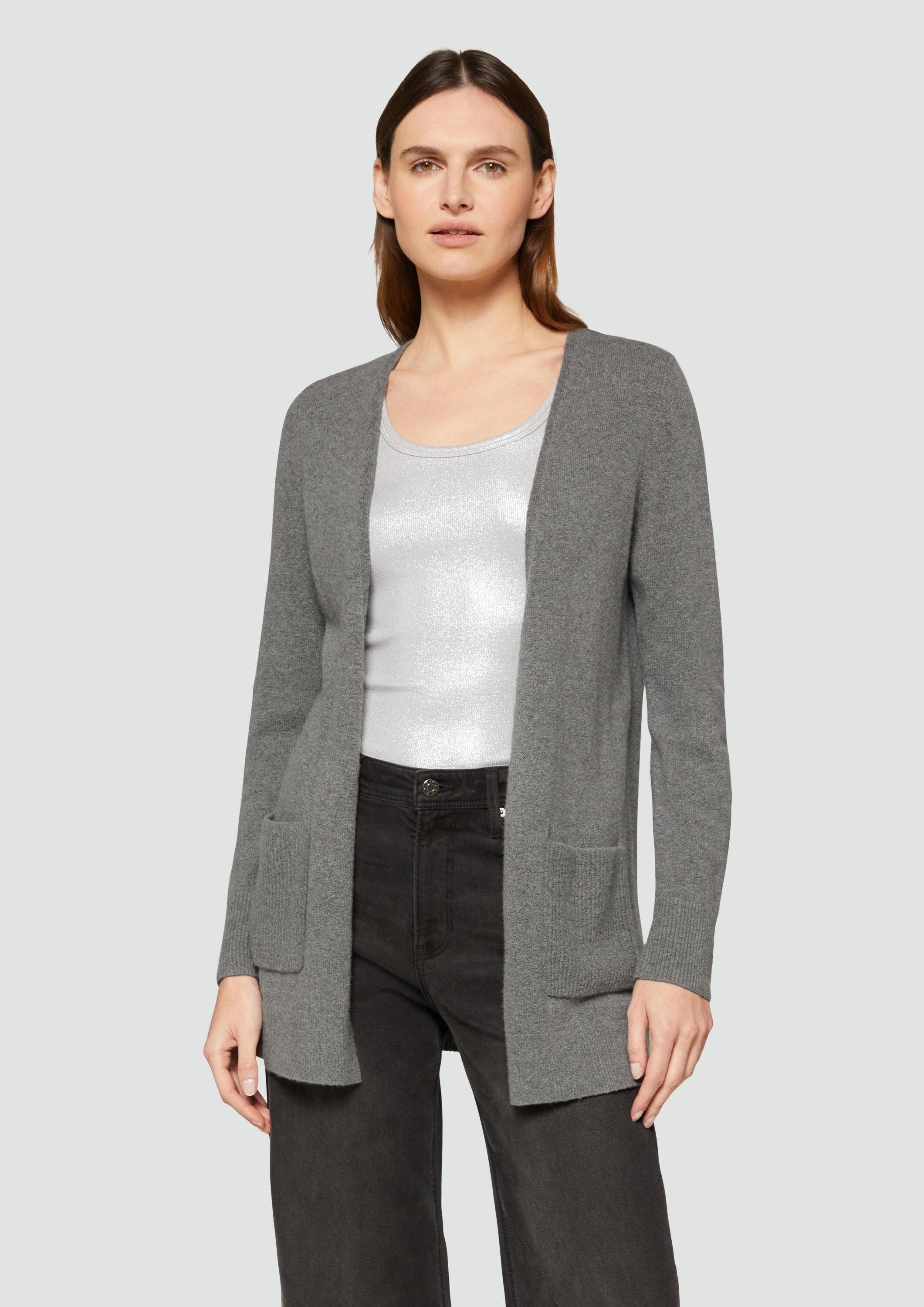 s.Oliver Cardigan Strickjacke Lange Strickjacke mit Rippbündchen