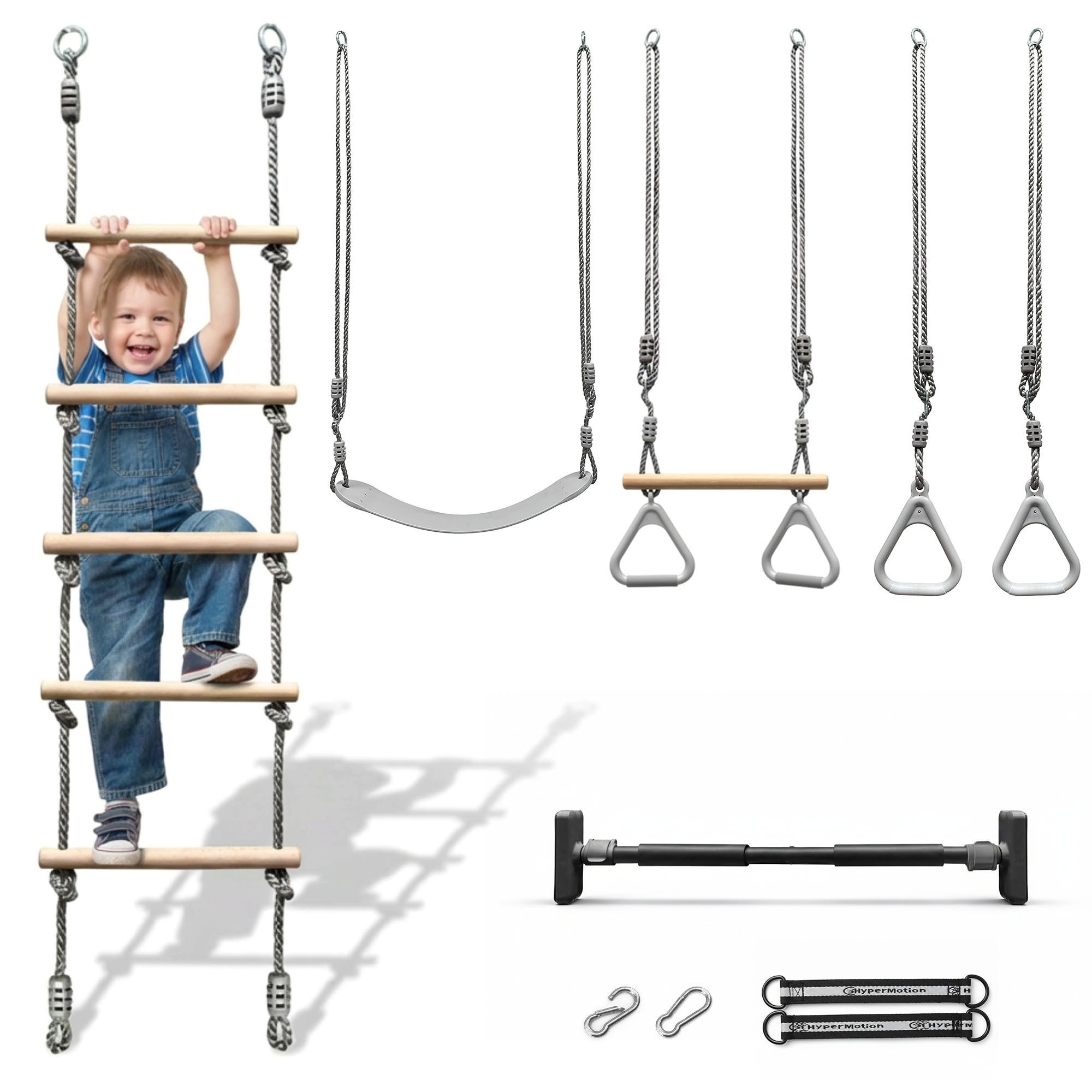 HyperMotion Doppelschaukel HyperMotion 5in1 Kletterset Kinder Turnset mit Klimmzugstange