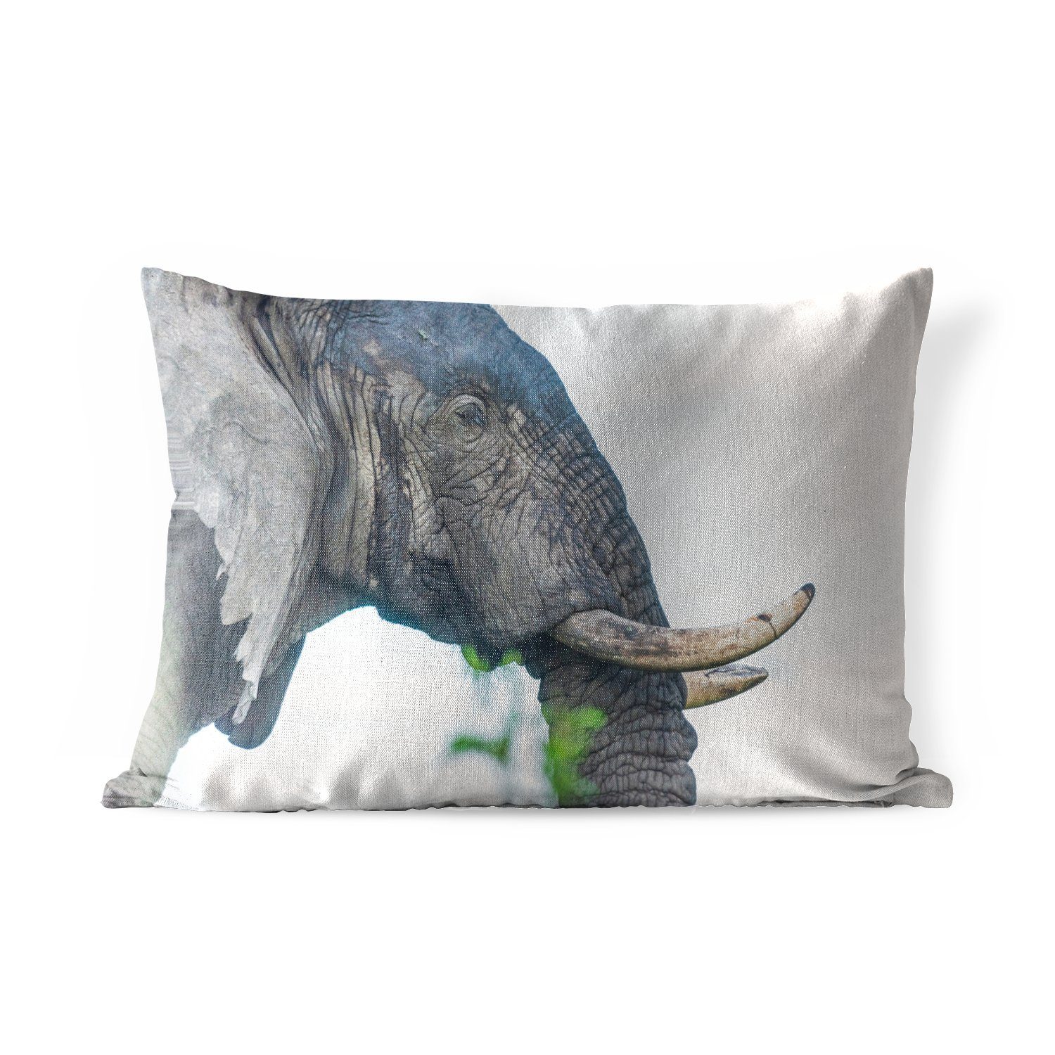 MuchoWow Dekokissen Elefant - Tiere - Grau - Natur, Outdoor-Dekorationskissen, Polyester, Dekokissenbezug, Kissenhülle