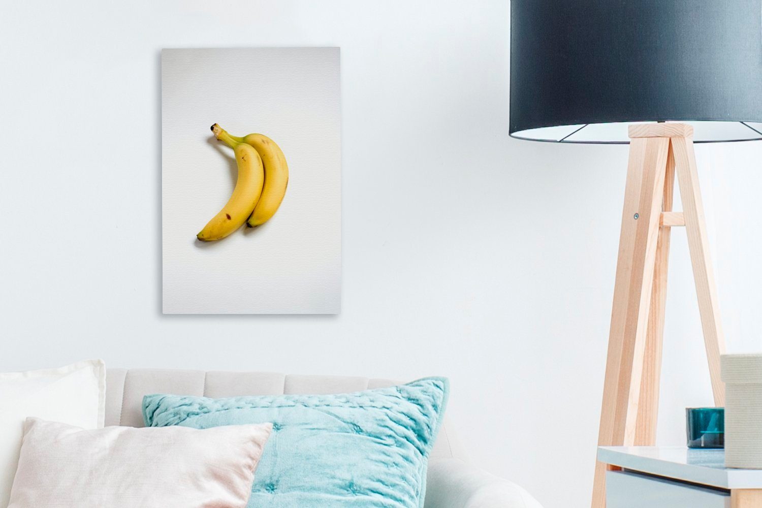 Gelb - Leinwandbild Gemälde, Zackenaufhänger, Banane bespannt (1 St), inkl. OneMillionCanvasses® 20x30 Obst, Leinwandbild cm fertig -