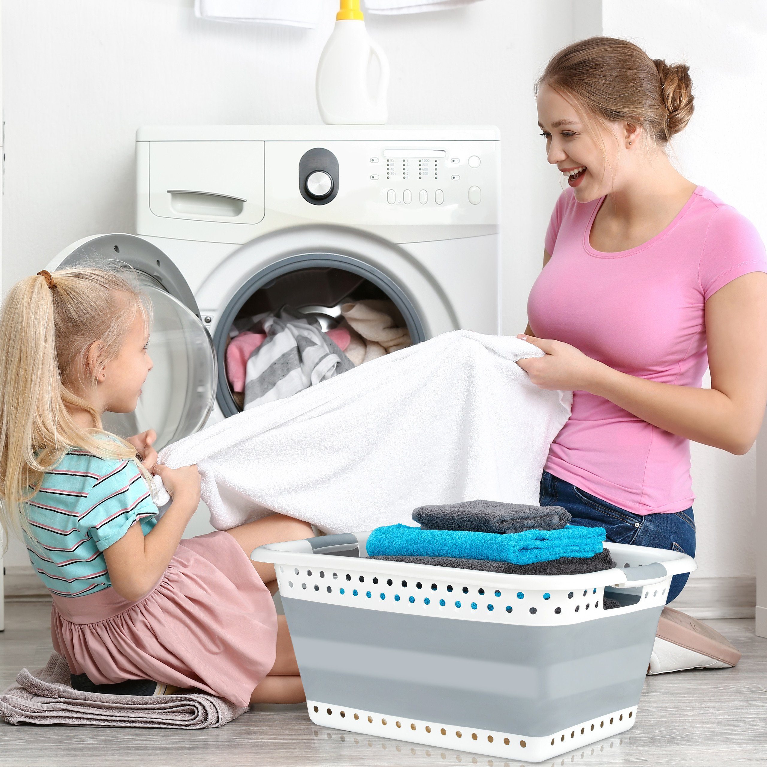 relaxdays Wäschekorb Faltbarer Wäschekorb, grau günstig online kaufen