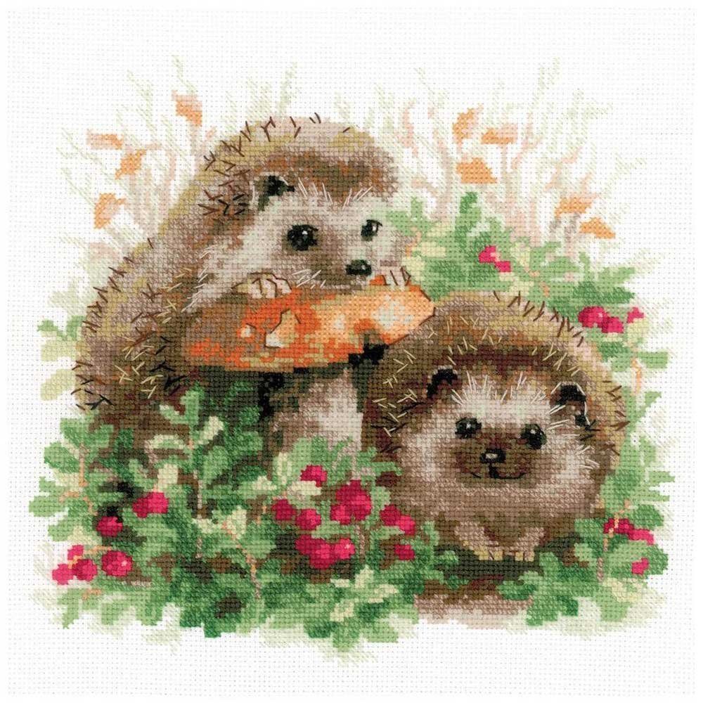 Riolis Kreativset Riolis Kreuzstich Set "Igel in Lingonberries" 25x25cm, Zählmuster, (embroidery kit by Marussia)