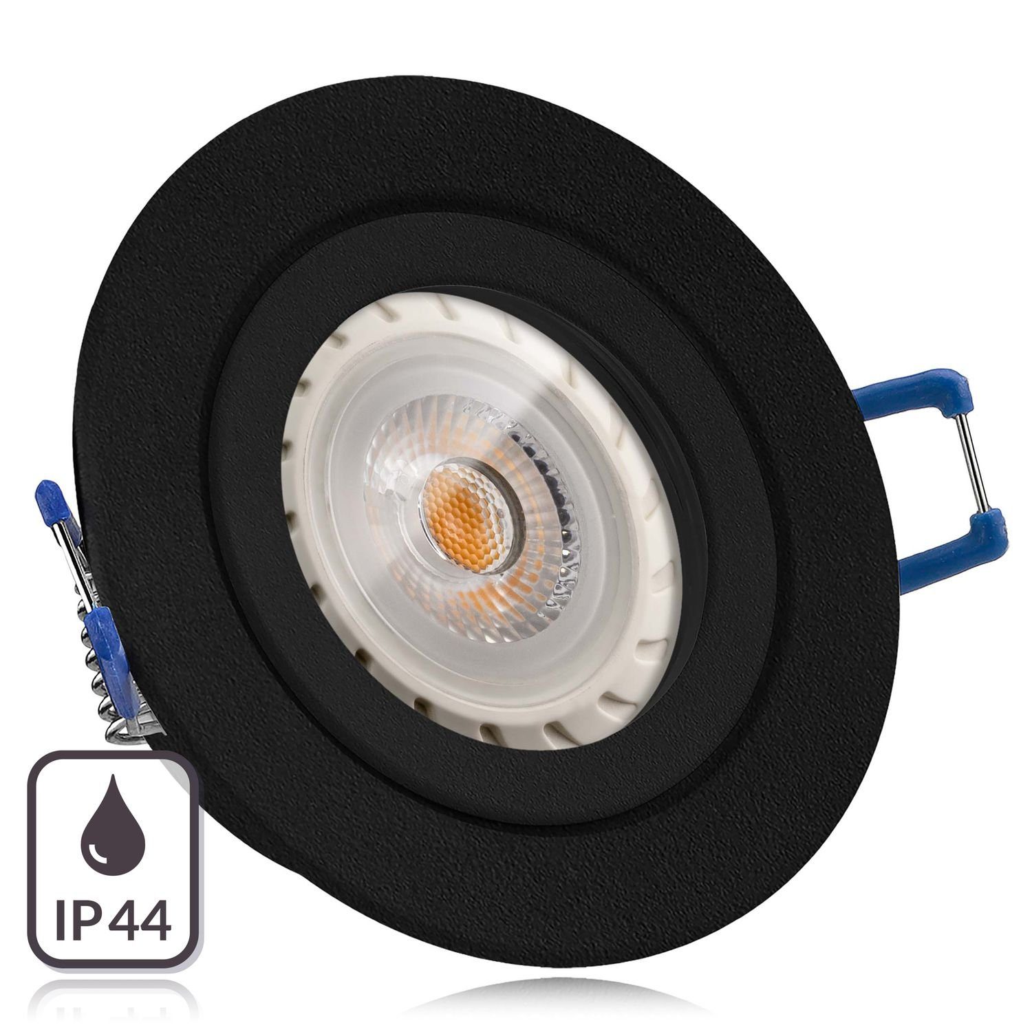 LEDANDO LED Einbaustrahler IP44 LED Einbaustrahler Set GU10 in schwarz mit 7W LED von LEDANDO - 3 | Strahler