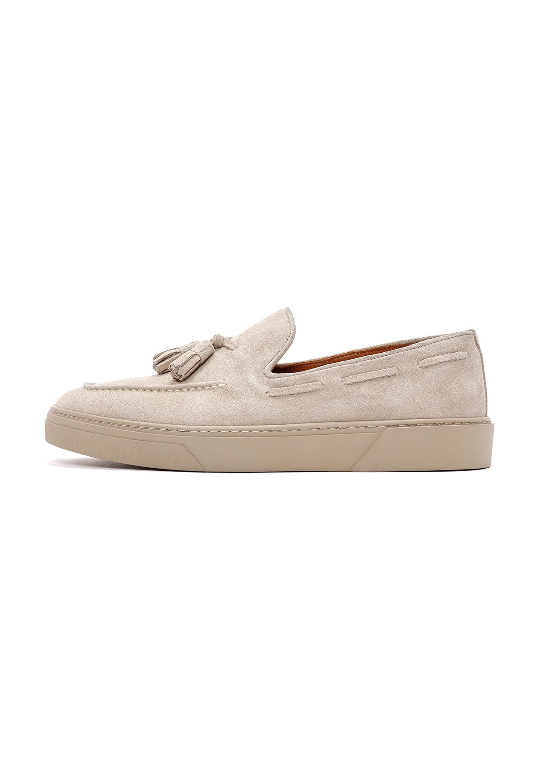 Derimod Lässige Loafer aus Veloursleder Loafer Echtes Wildleder, Gummisohle, Quastendetail, Slip-On Passform