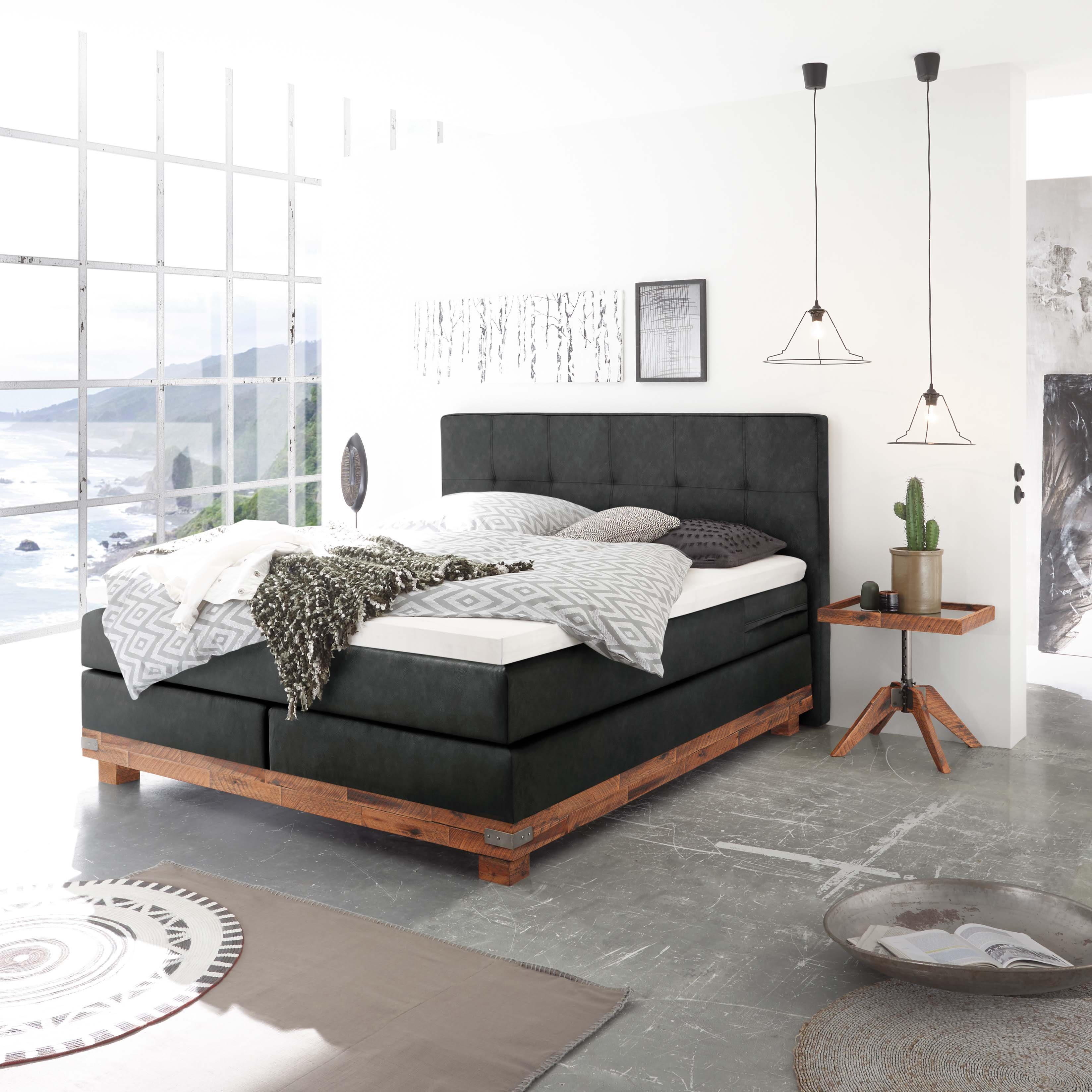 HASENA Boxspringbett Boston, Massivholz-Sockel, Punktsteppung im günstig online kaufen