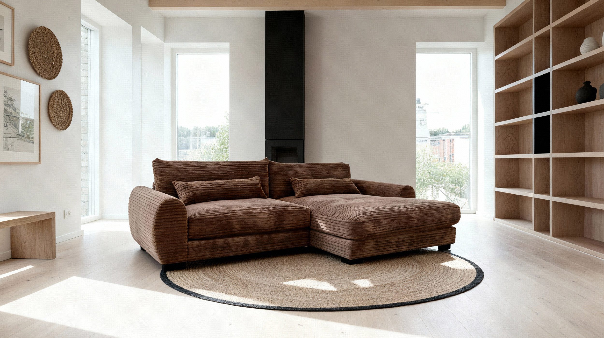 Massivart® Ecksofa Cord / 265 cm breit / Cordsofa mit Nosagfederung / MARK, günstig online kaufen