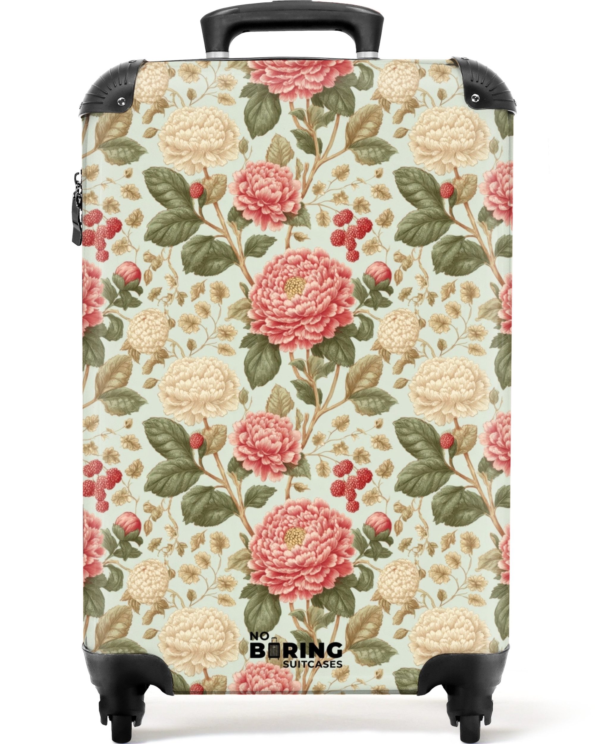 NoBoringSuitcases.com© Hartschalen-Trolley Klassisch - Botanisch - Mehrfarbig 55x35x20cm, Kinder Koffer Klein, Trolley Handgepäck, Reisekoffer