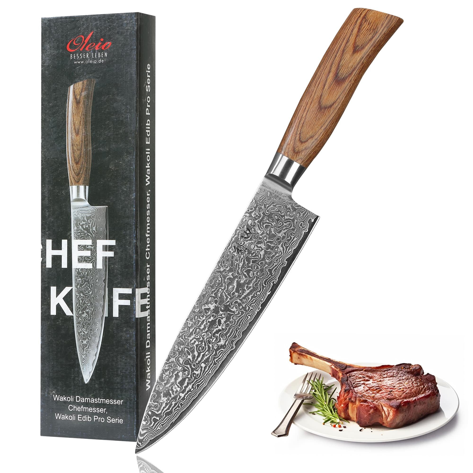 Wakoli Дамасский нож EDIB Pro Damast Chefmesser I Küchenmesser Поварские ножи I 20cm Klinge, 67 Lagen Damaststahl, VG-10 Stahlkern