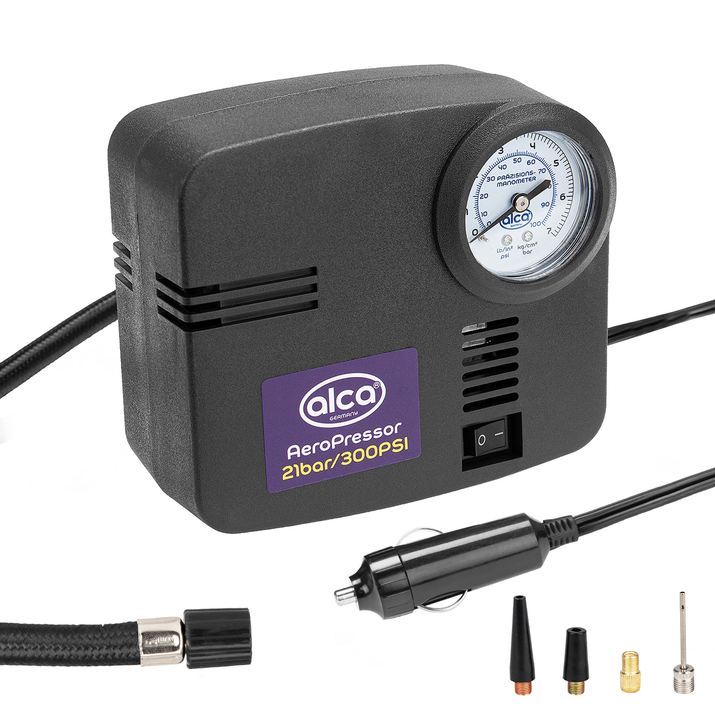 alca Kompressor Auto Kompressor mini 12V elektr. Luftpumpe 21 bar Zigarettenanzünder, 144 W, max. 7 bar