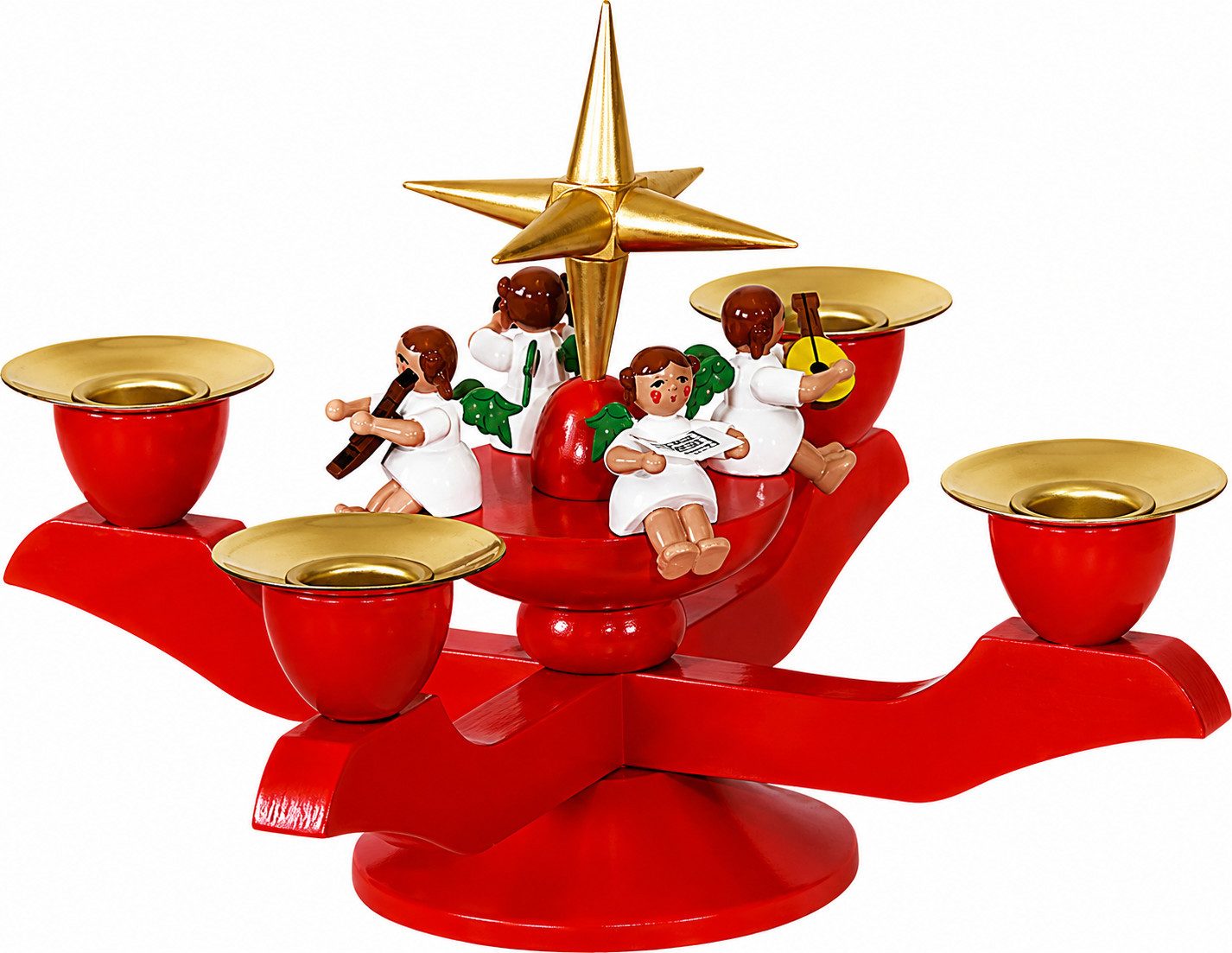 Richard Glaesser Adventsleuchter klein rot, Höhe 12 cm / Breite 15 cm, Handwerkskunst aus dem Erzgebirge