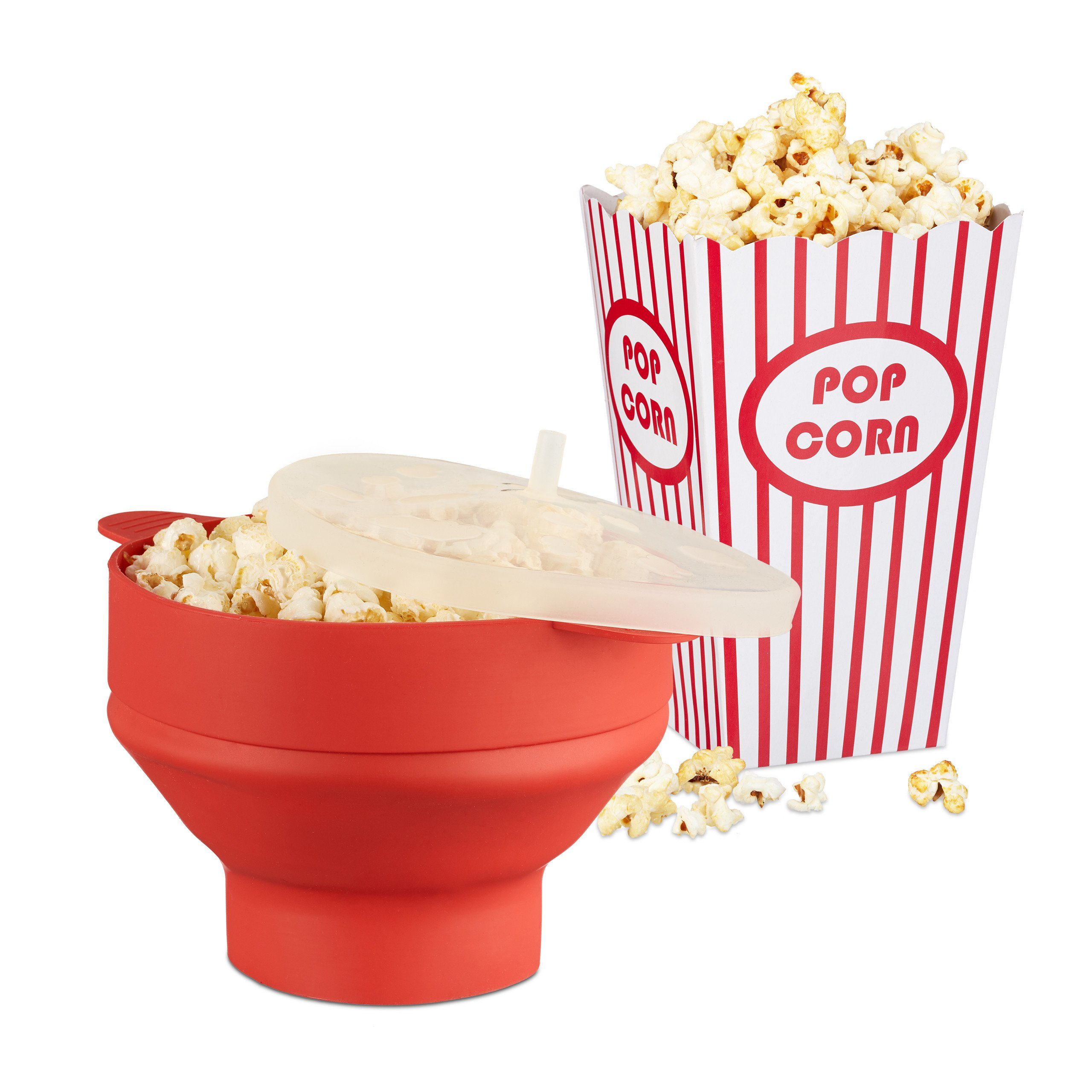 rot, 49 tlg. relaxdays Silikon Popcorn Schüssel Set