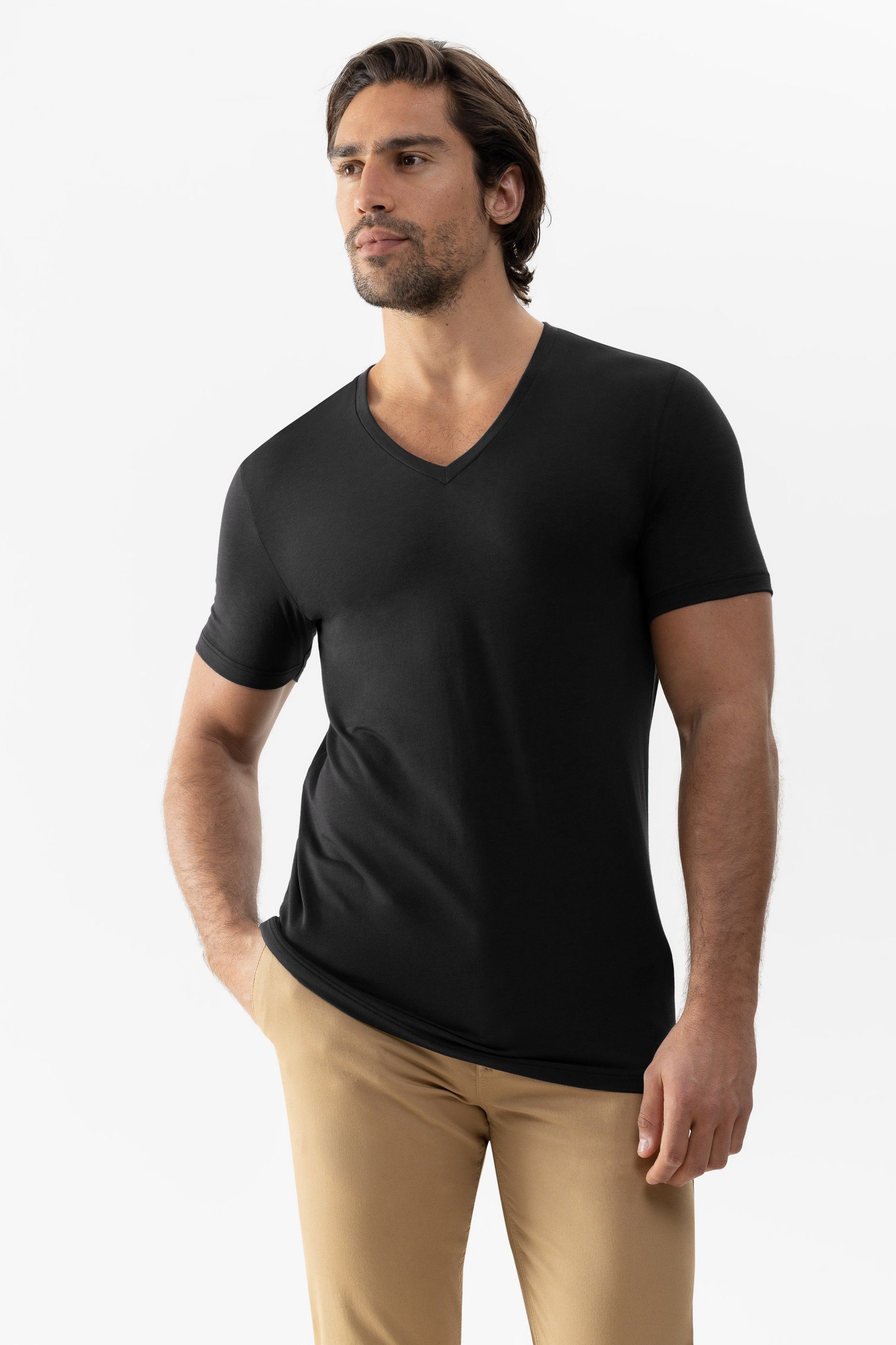 (1-tlg) Uni Mey Dry V-Shirt Schwarz Colour Serie Cotton