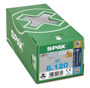 SPAX Spanplattenschraube Edelstahlschraube, (Edelstahl A2, 50 St), 8x120 mm