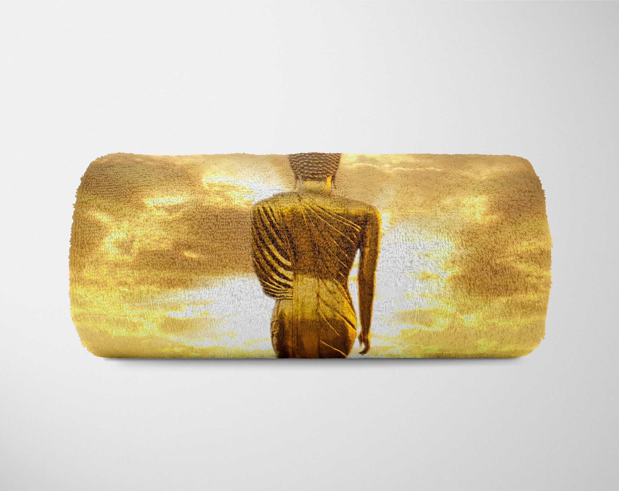 Buddhismus, Buddha Kuscheldecke Handtücher Handtuch mit Art Sinus (1-St), Handtuch Saunatuch Fotomotiv Baumwolle-Polyester-Mix Strandhandtuch