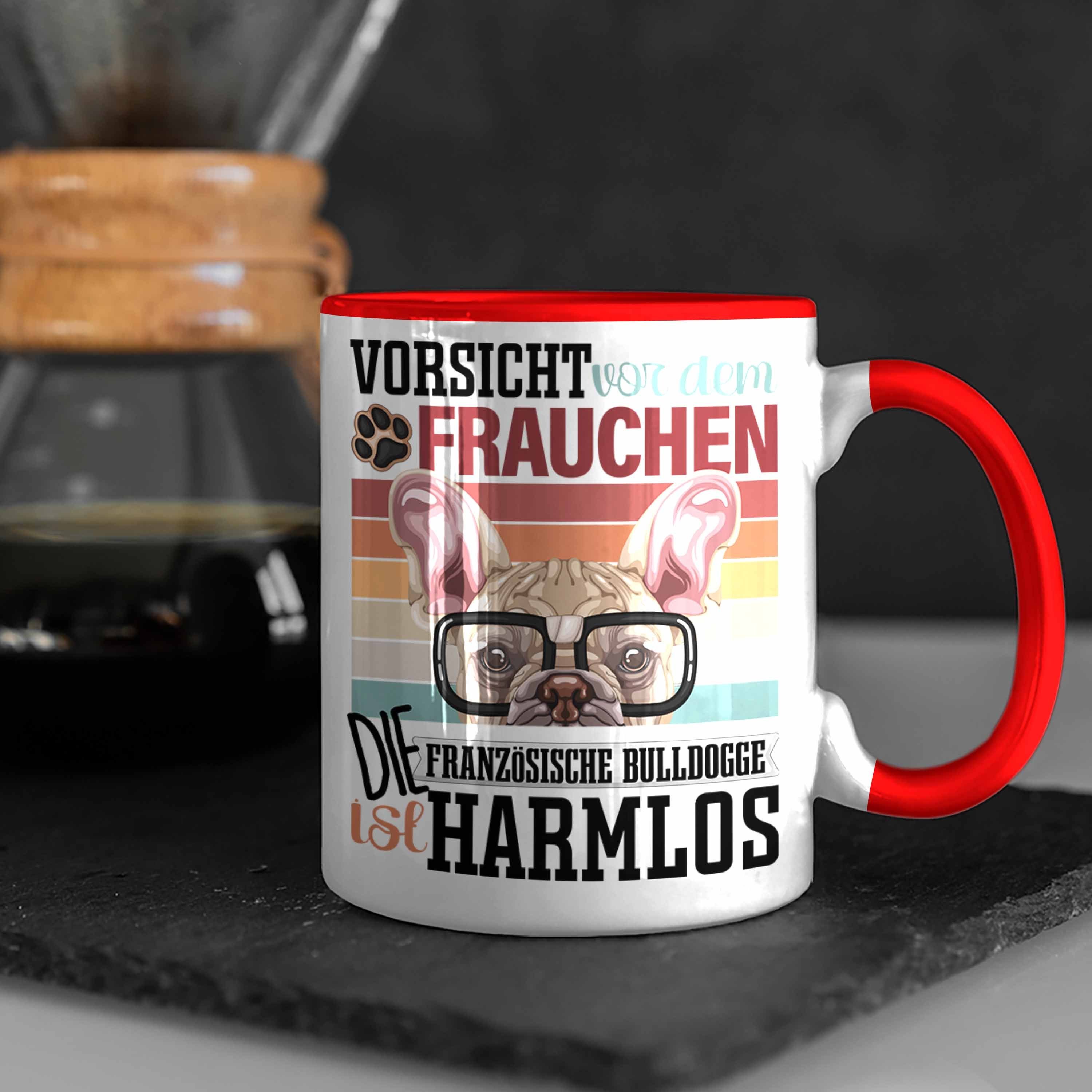 Frauchen Besitzerin Bulldogge Trendation Tasse Lustiger Französische Rot Geschenk Tasse Spr