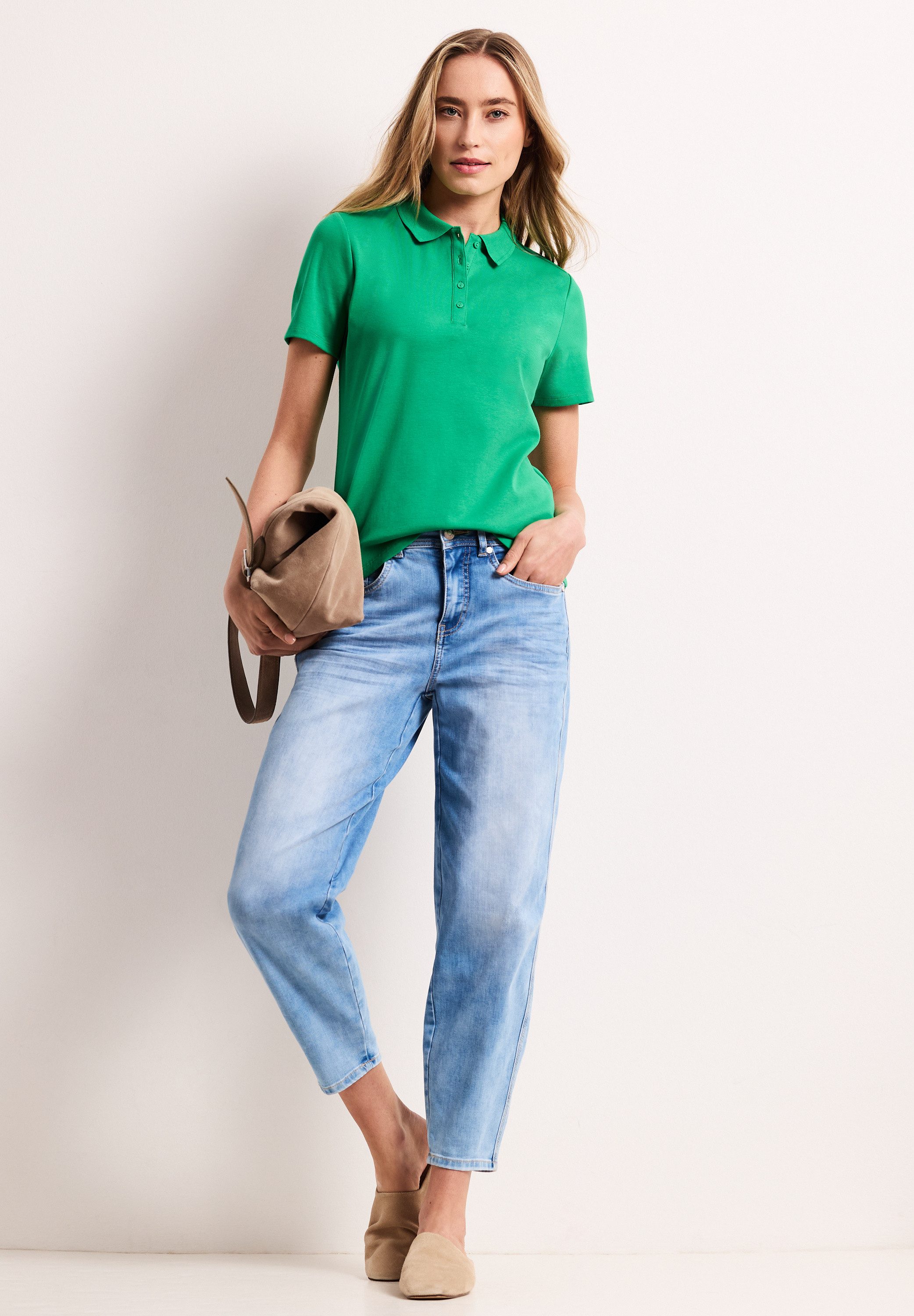 STREET ONE Poloshirt aus Baumwolle mit Stretchante
