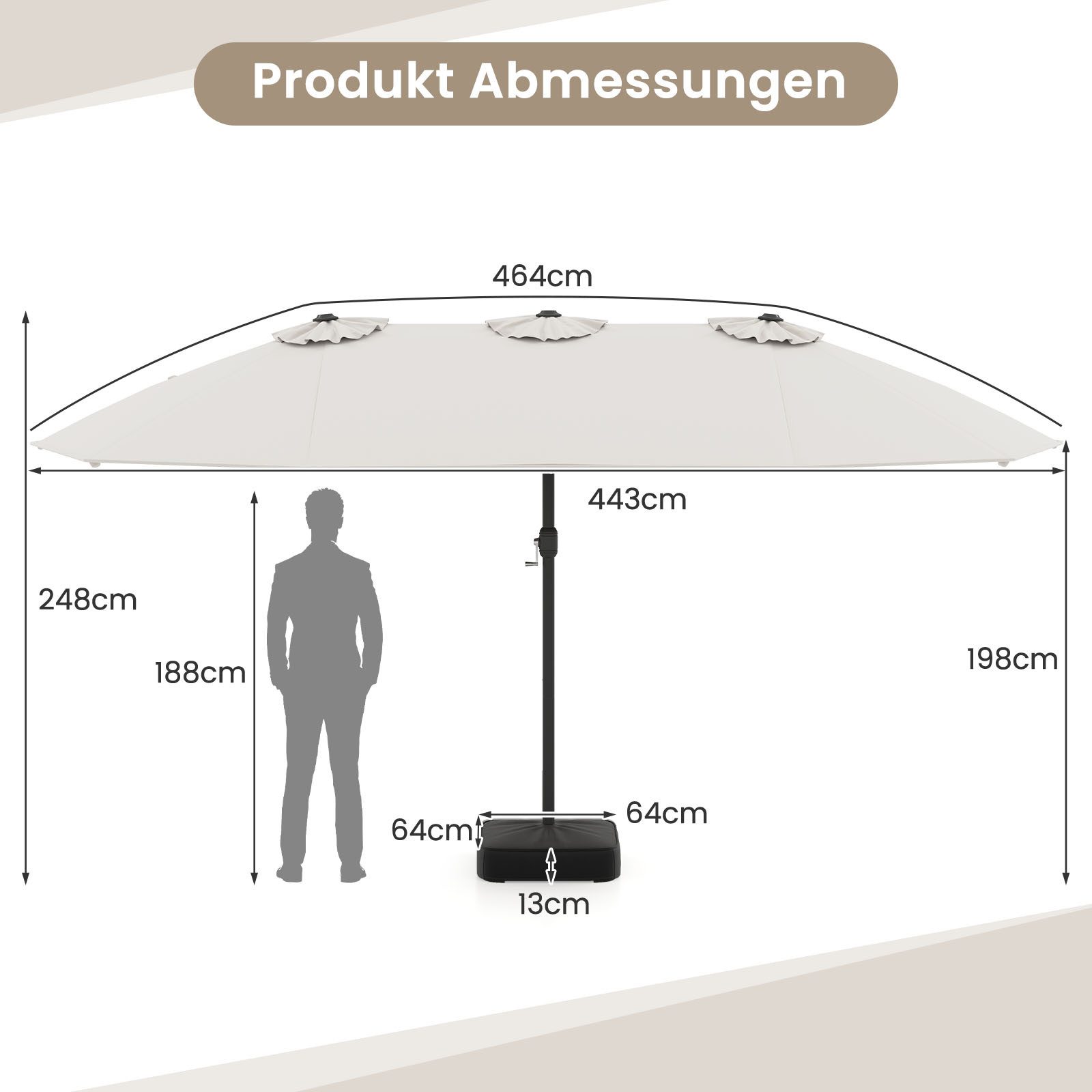 COSTWAY Sonnenschirm, LxB: 443x265 cm, mit günstig online kaufen