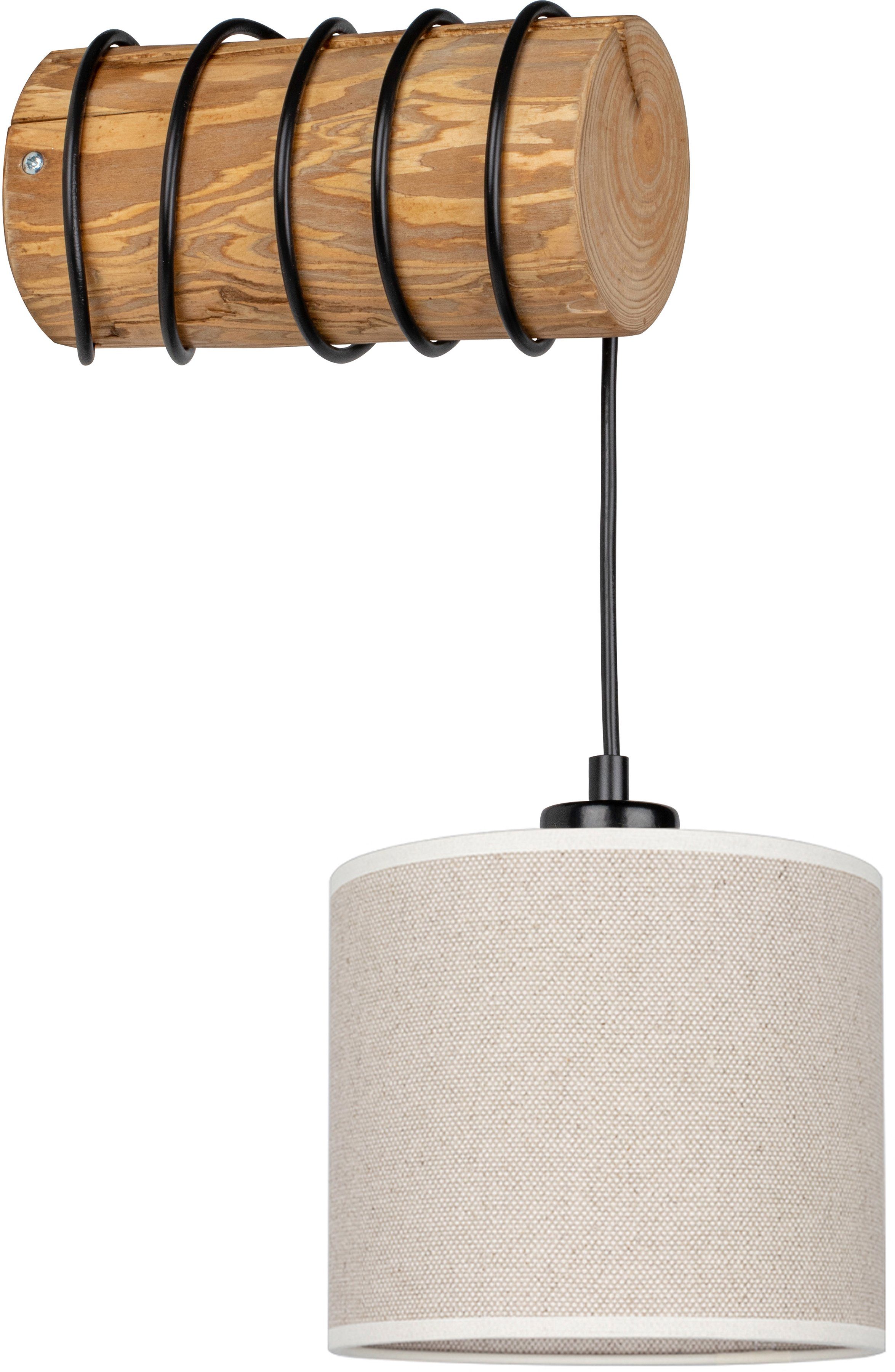Wandlampe, Textilschirm OTTO 17,5 Leuchtmittel, cm, hochwertiger Ø massives ohne Wandleuchte Emmo, products Kiefernholz