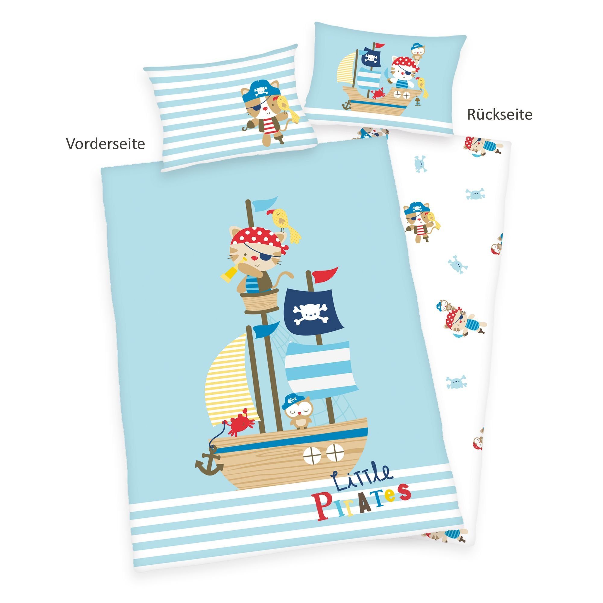 Herding Babybettwäsche Herding Baby Bettwäsche Lara Little Pirat 100 x 135 und 40 x 60 cm, 1 teilig, Langlebig. € 27,45