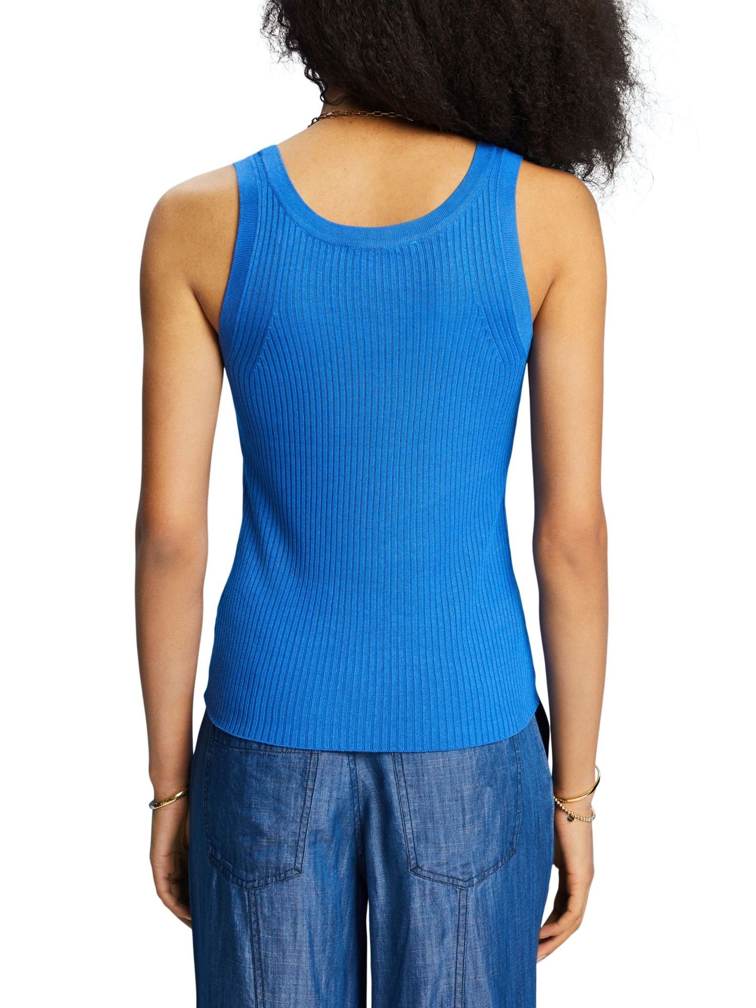 Esprit in BLUE Top Rundhalspullover BRIGHT Tank Rippstrick