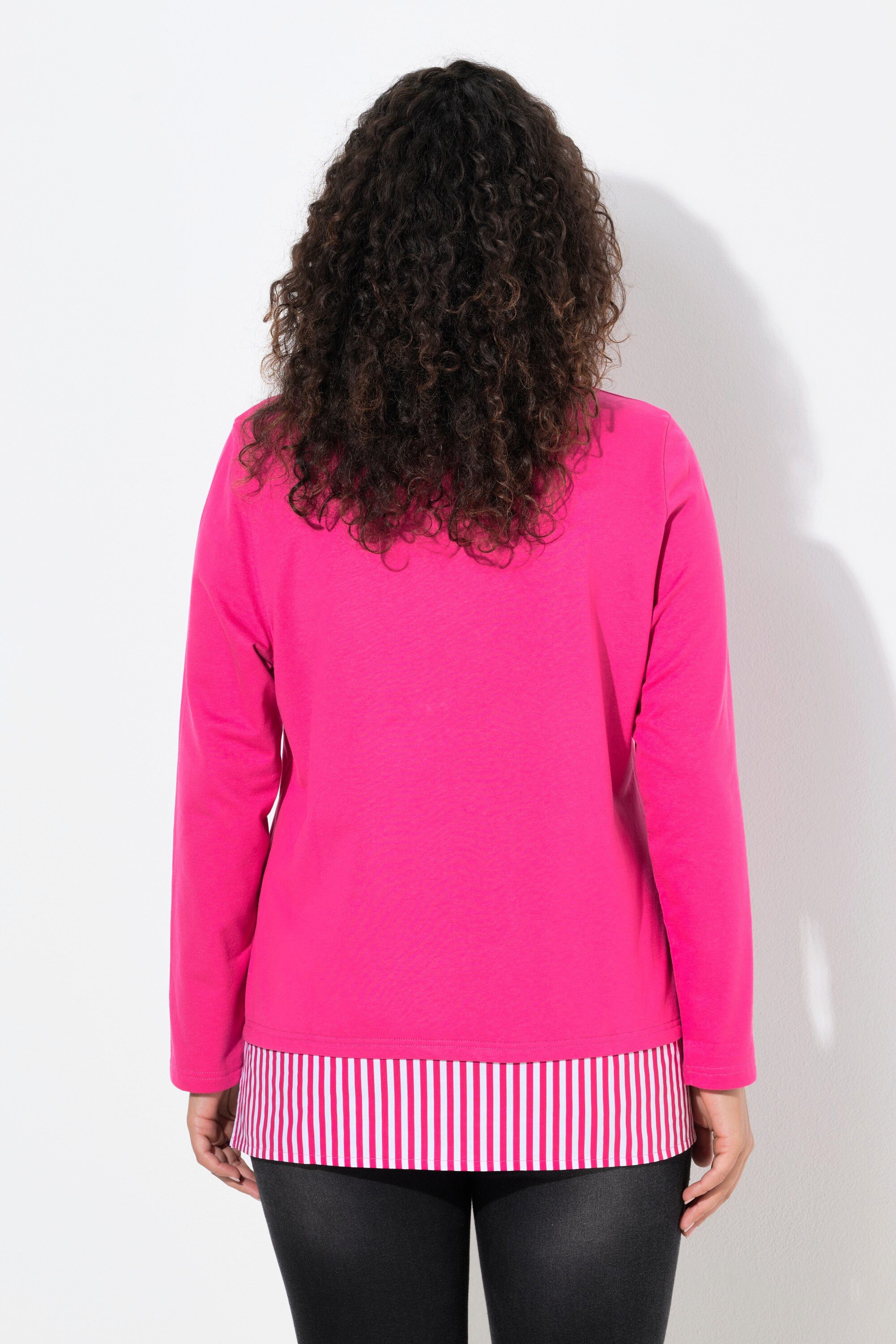 Ulla Popken Sweatshirt Sweater Blusensaum Rundhals Langarm