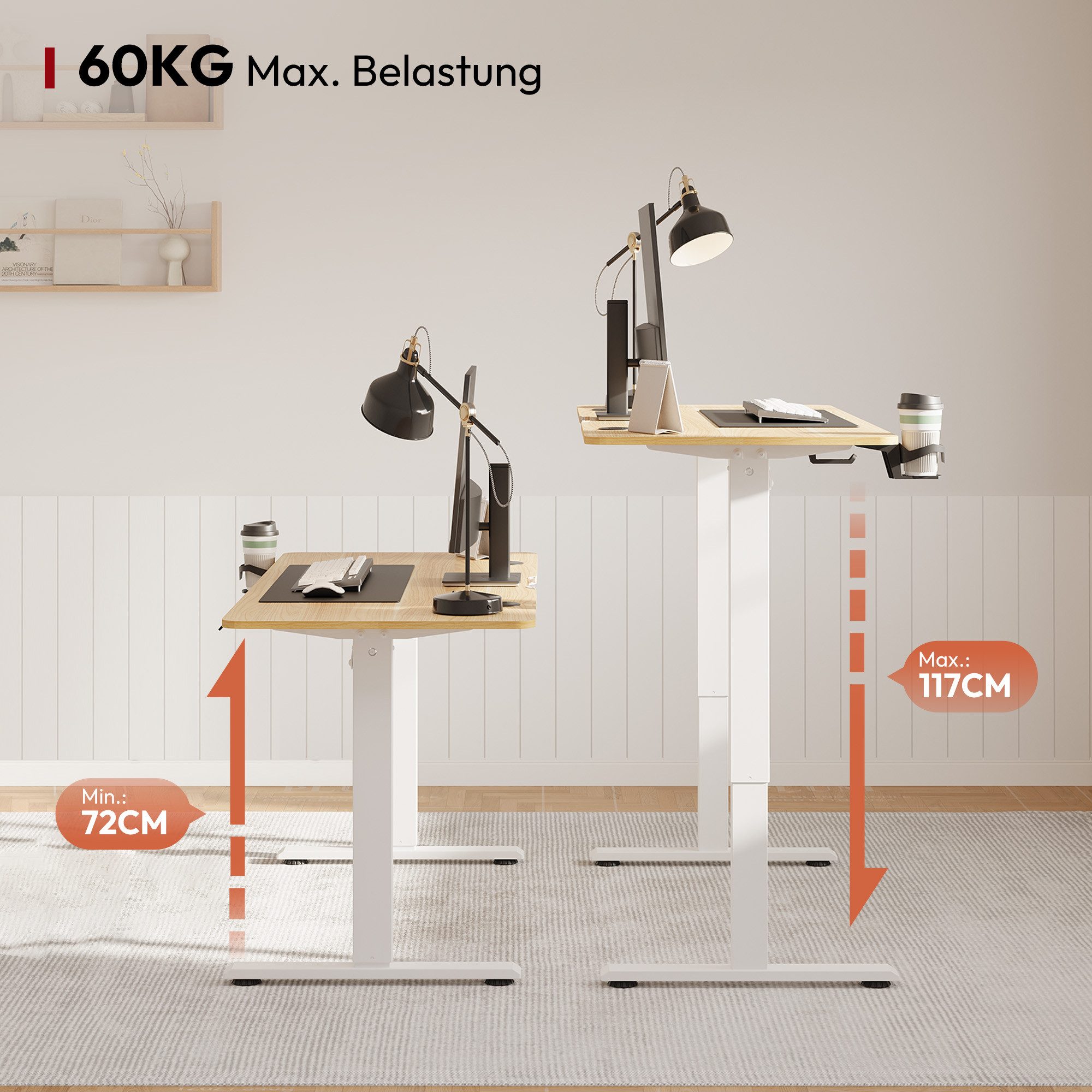 SANODESK Schreibtisch Elektrisch höhenverstellbarer Schreibtisch (2-Fach-Te günstig online kaufen