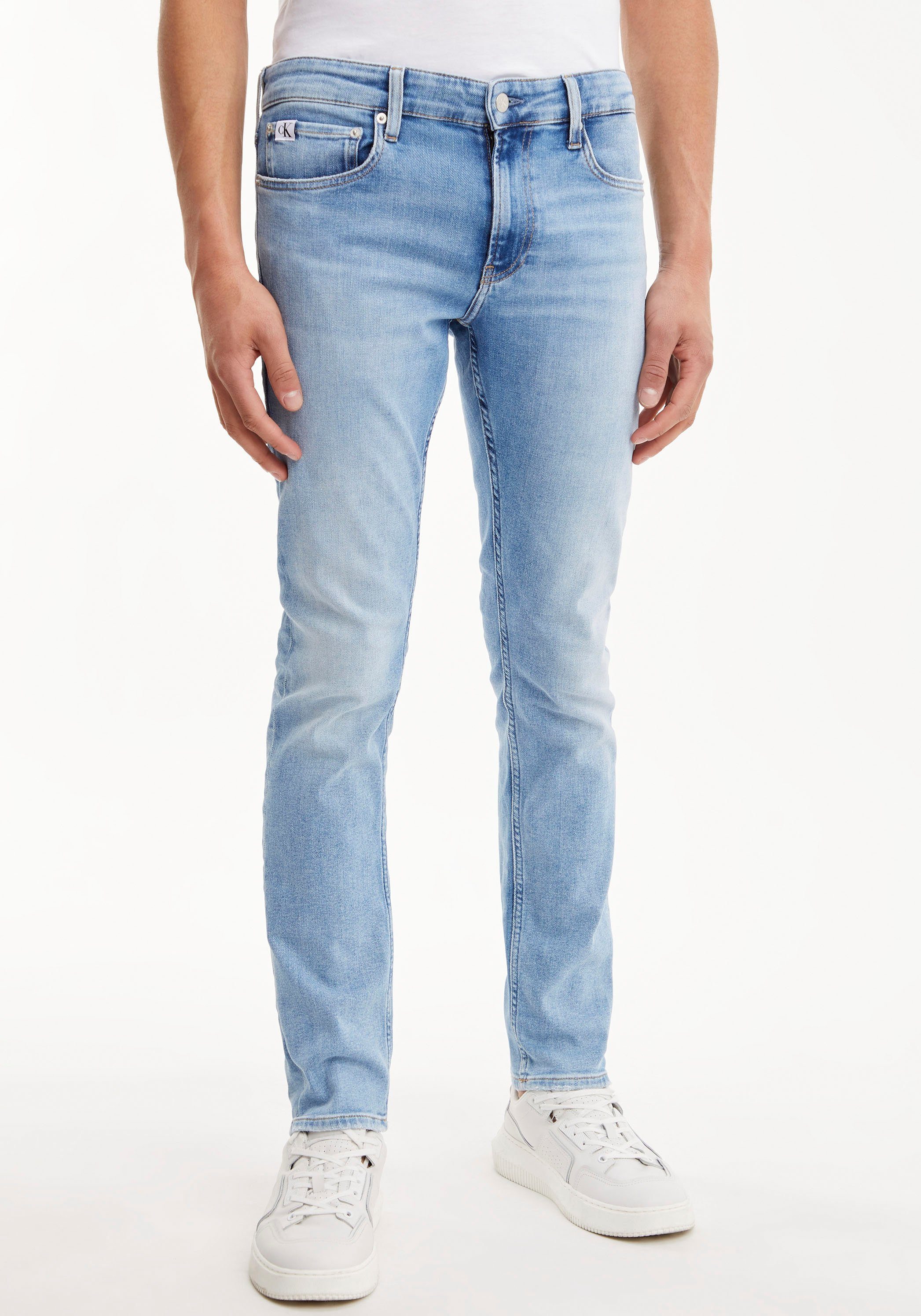 Calvin Slim-fit-Jeans Klein Calvin Leder-Badge Klein Jeans mit SLIM