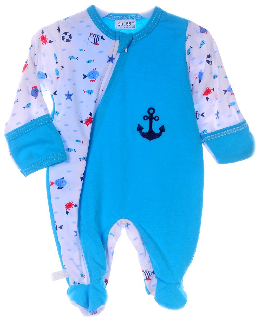 La Bortini Strampler Strampler Baby Overall mit Kratzschutz Schlafanzug 44 50 56 62 68 74