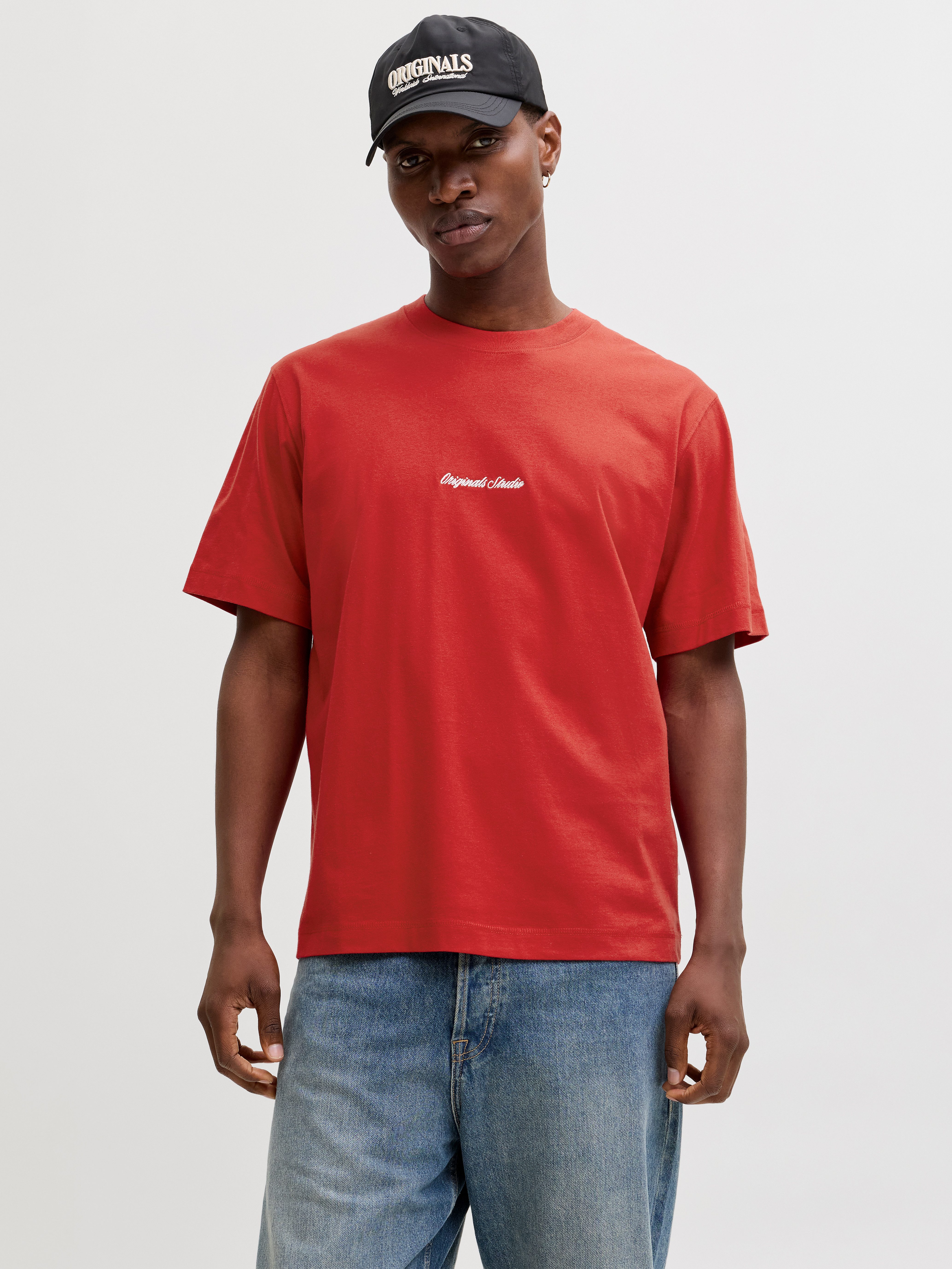 Jack & Jones Rundhalsshirt JORNORREBRO EMB TEE SS CREW NECK NOOS Baumwolle, locker geschnitten