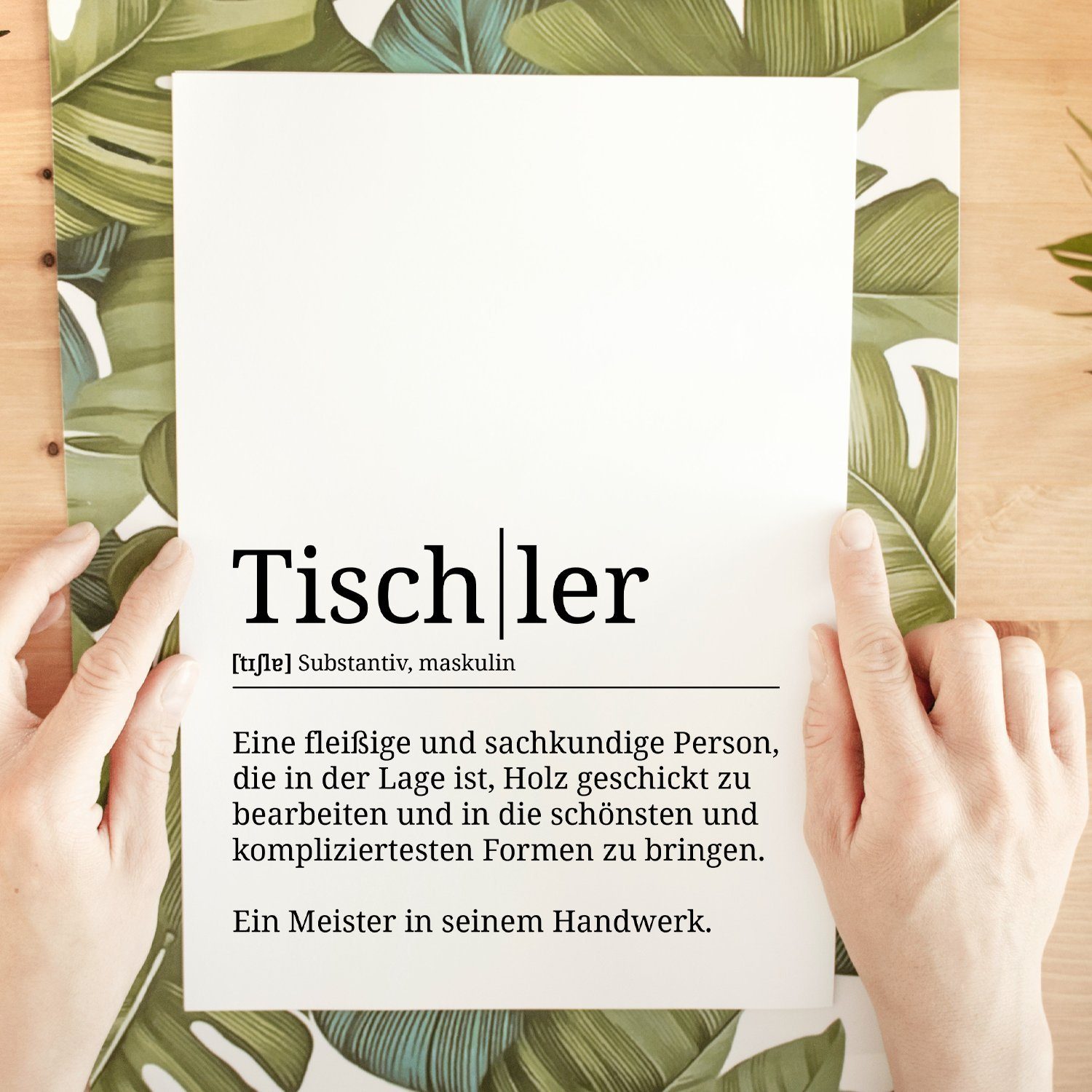Geschenk Wandbild Tigerlino Poster Definition Tischler Mitarbeiter