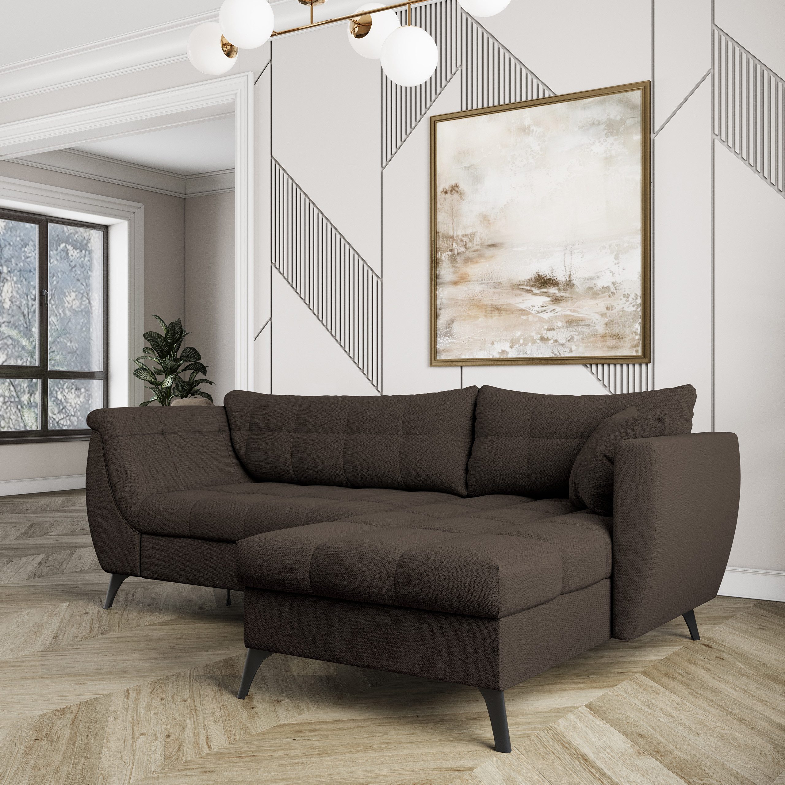 Masseno Ecksofa MOLLIS mit Schlaffunktion L-Form, Sofa mit Bettkasten