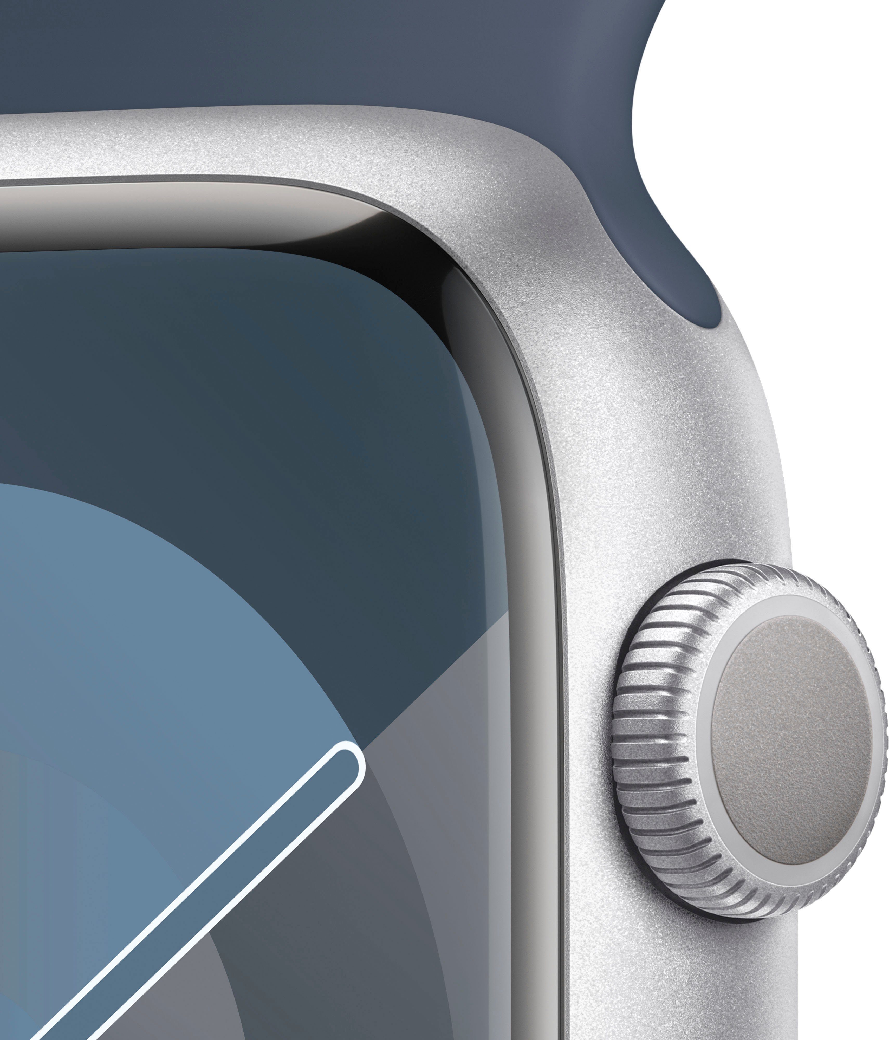 10), Band 45mm OS Blau GPS Watch Silber S/M (4,5 Aluminium | Smartwatch Storm Series Apple Zoll, Watch 9 cm/1,77 Sport