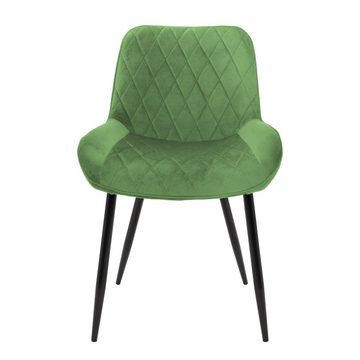 ML-DESIGN Stuhl Esszimmerstühle Set mit Rücken und Armlehnen Polster Küchenstühle (2 St), 2x Küchenstühle Grün 54x60x84cm aus Samt mit Metallbeine