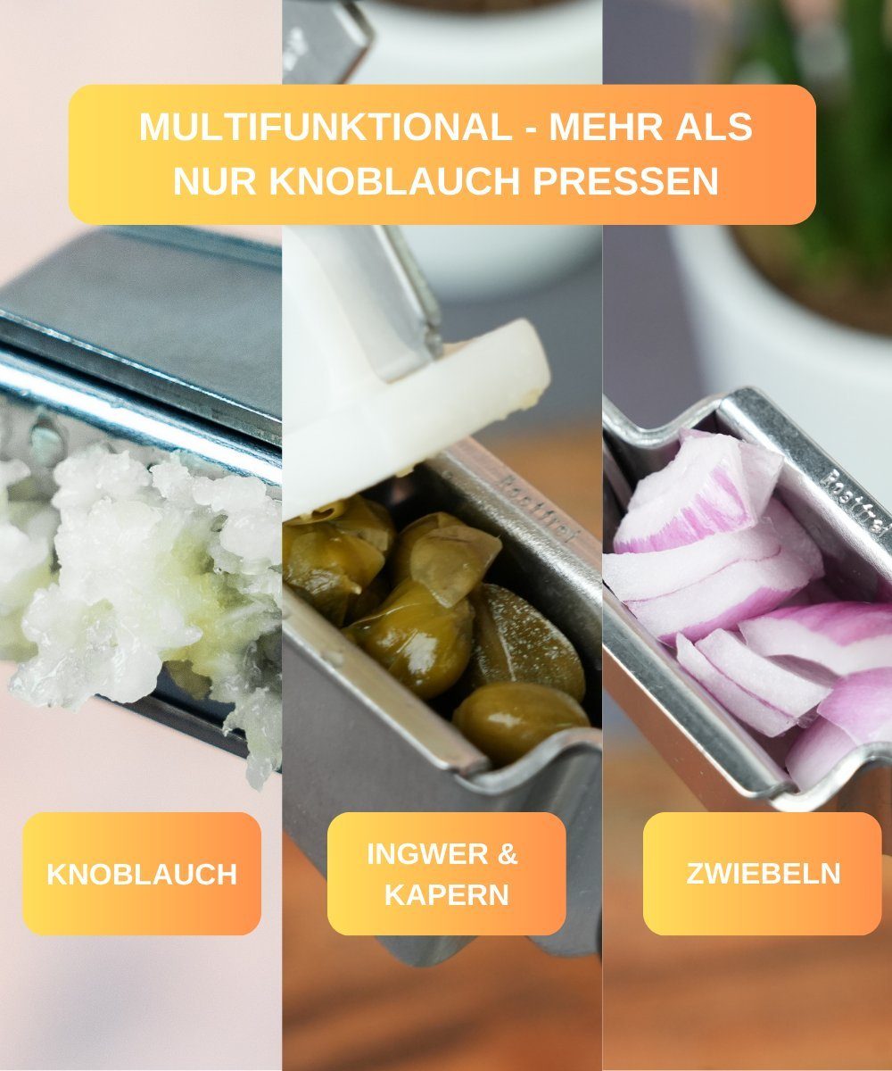 Thiru Knoblauchpresse Ideal für Ingwer, Zwiebeln & Kapern - Kein Schälen notwendig – Bild 2 von 5