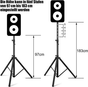 KOMFOTTEU Boxenständer Lautsprecherständer, (schwarz 97-183 cm)