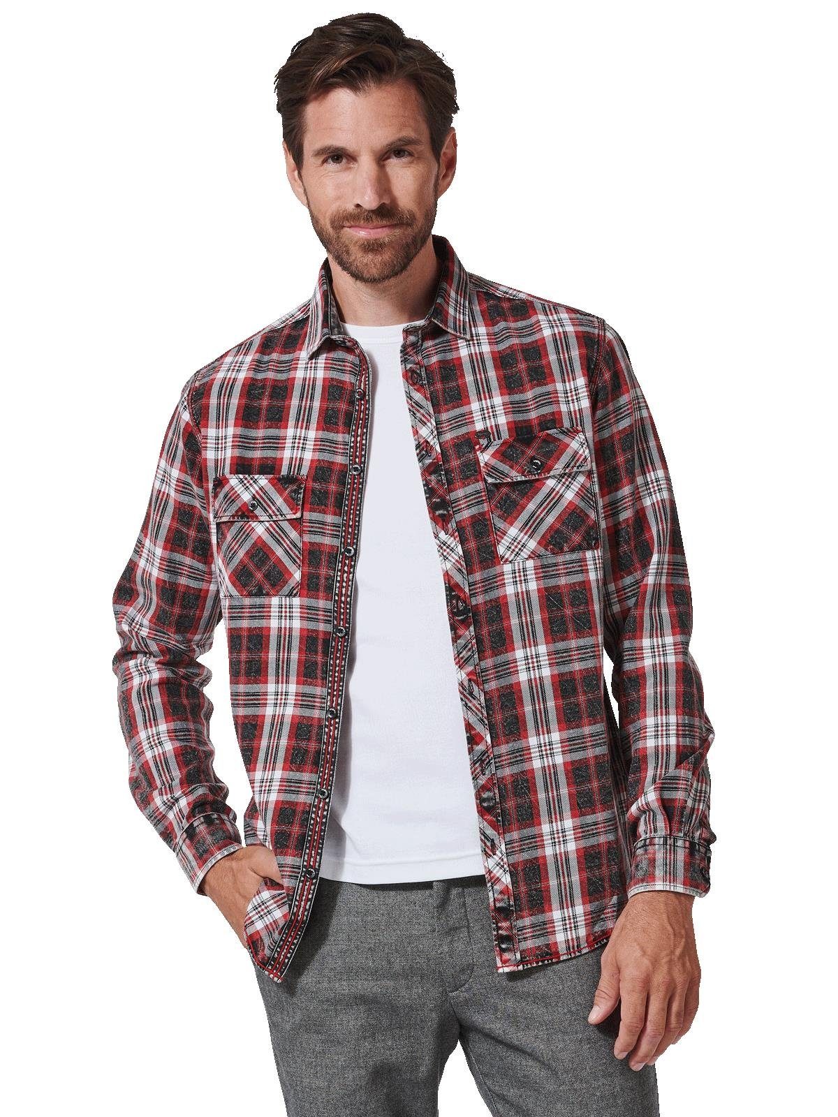 Engbers Langarmhemd Herren Langarm-Hemd kariert, Rot