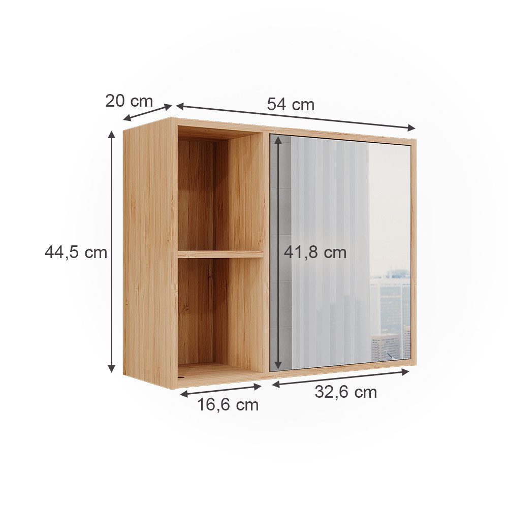 Vicco Badezimmerspiegelschrank Lucie, Bambus, 54 x 44.5 cm mit Spiegel (1-St)